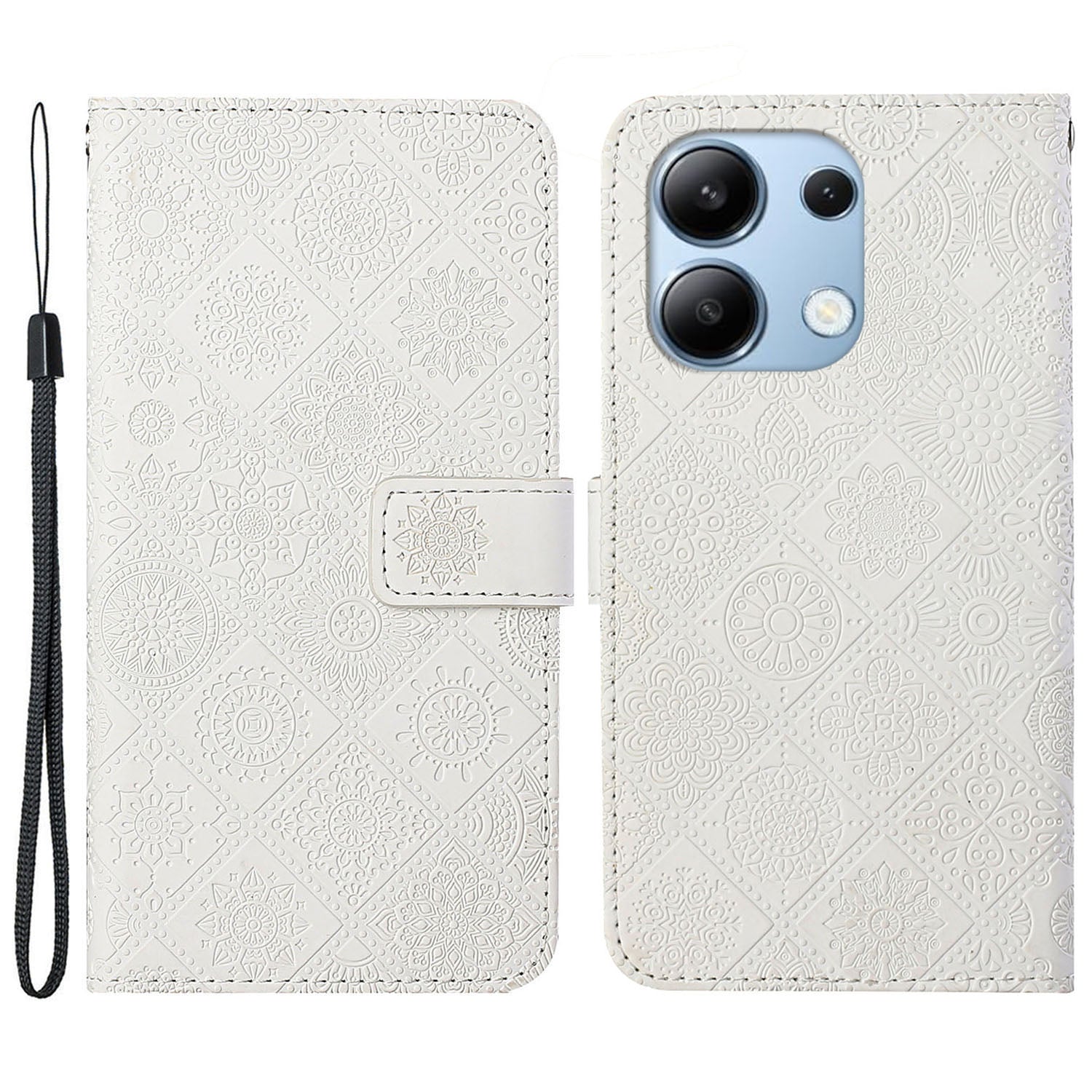 For Xiaomi Redmi Note 13 4G Cell Phone Case Ethnic Style Imprinted Flower Pattern Cover
