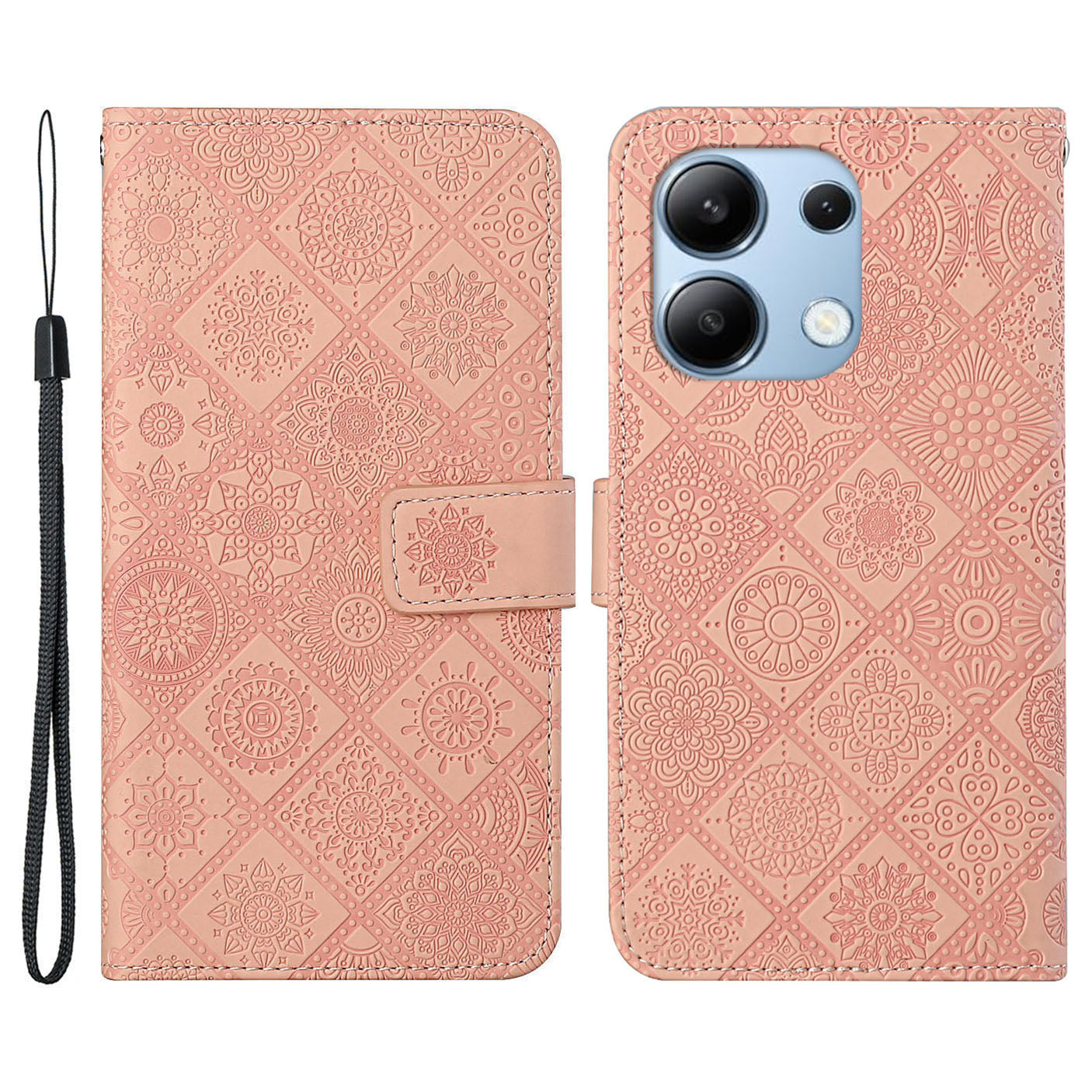 For Xiaomi Redmi Note 13 4G Cell Phone Case Ethnic Style Imprinted Flower Pattern Cover