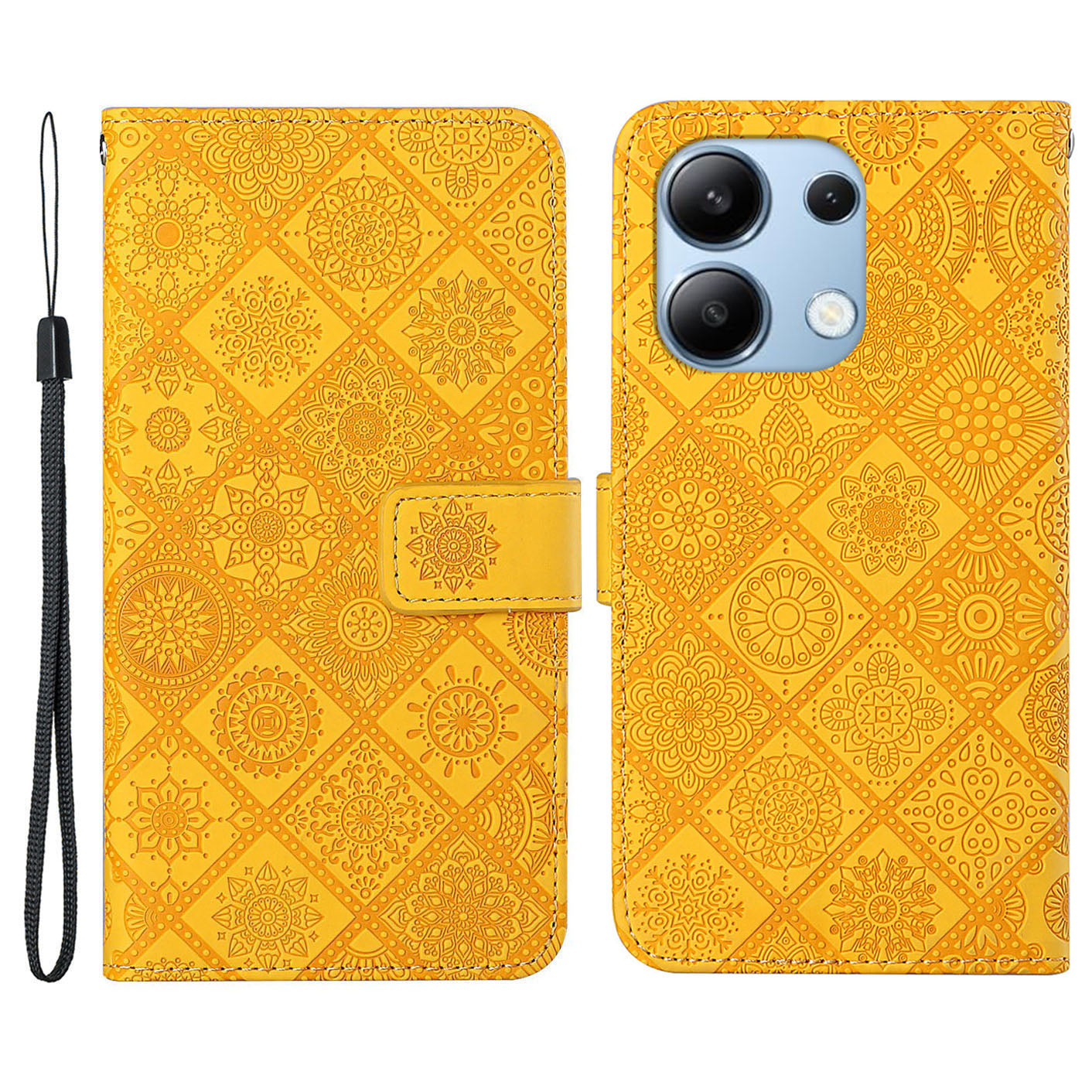 For Xiaomi Redmi Note 13 4G Cell Phone Case Ethnic Style Imprinted Flower Pattern Cover