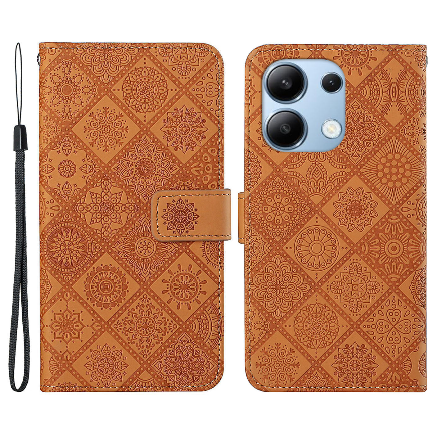 For Xiaomi Redmi Note 13 4G Cell Phone Case Ethnic Style Imprinted Flower Pattern Cover