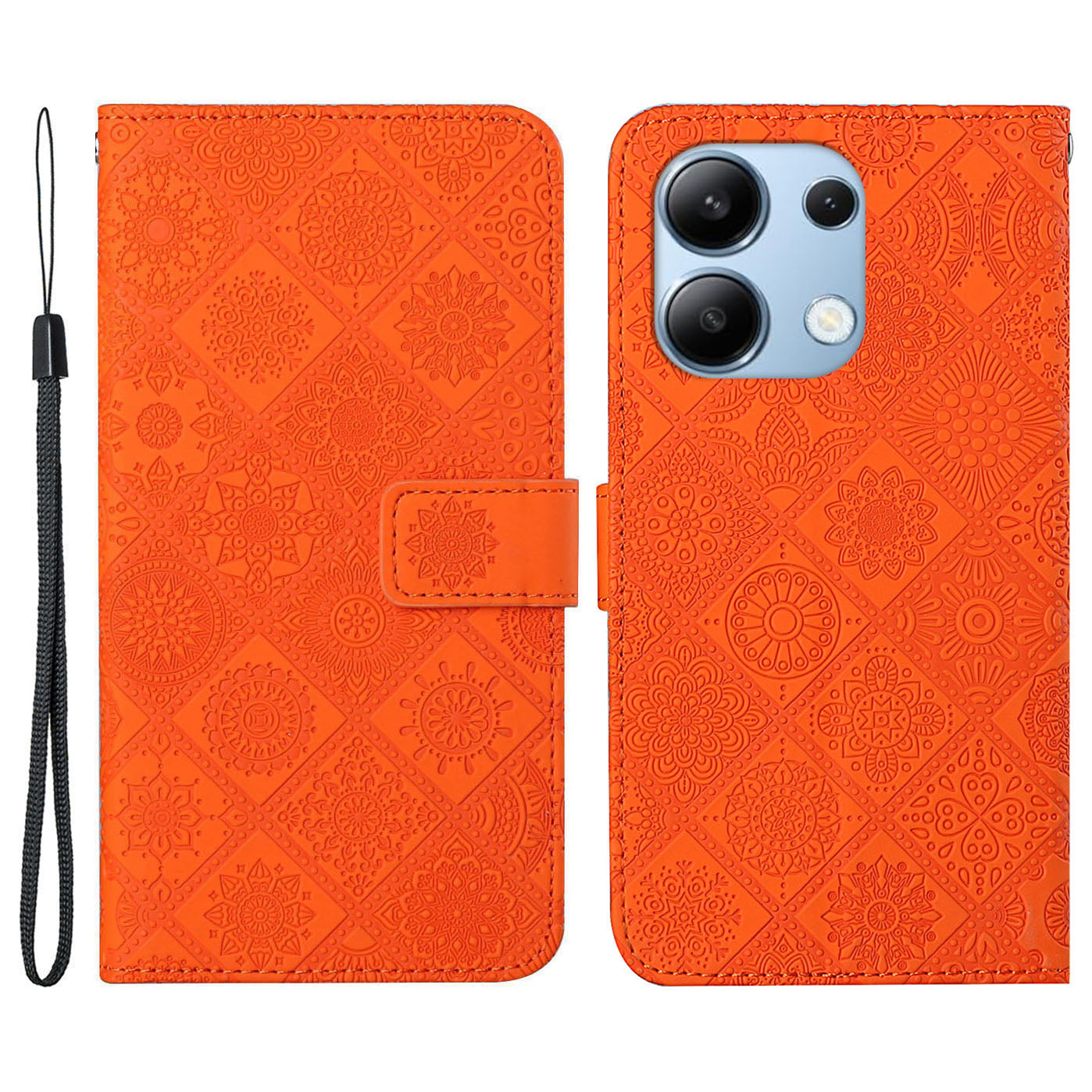 For Xiaomi Redmi Note 13 4G Cell Phone Case Ethnic Style Imprinted Flower Pattern Cover