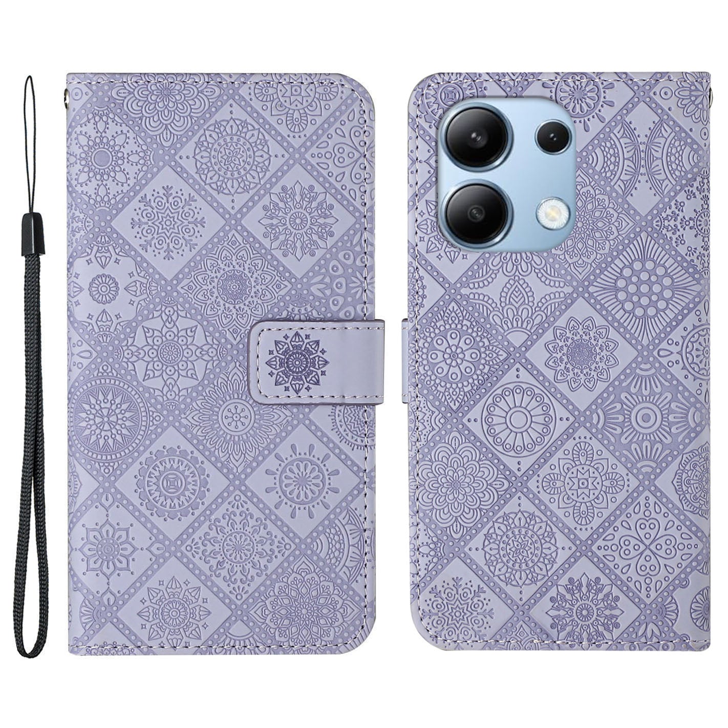 For Xiaomi Redmi Note 13 4G Cell Phone Case Ethnic Style Imprinted Flower Pattern Cover