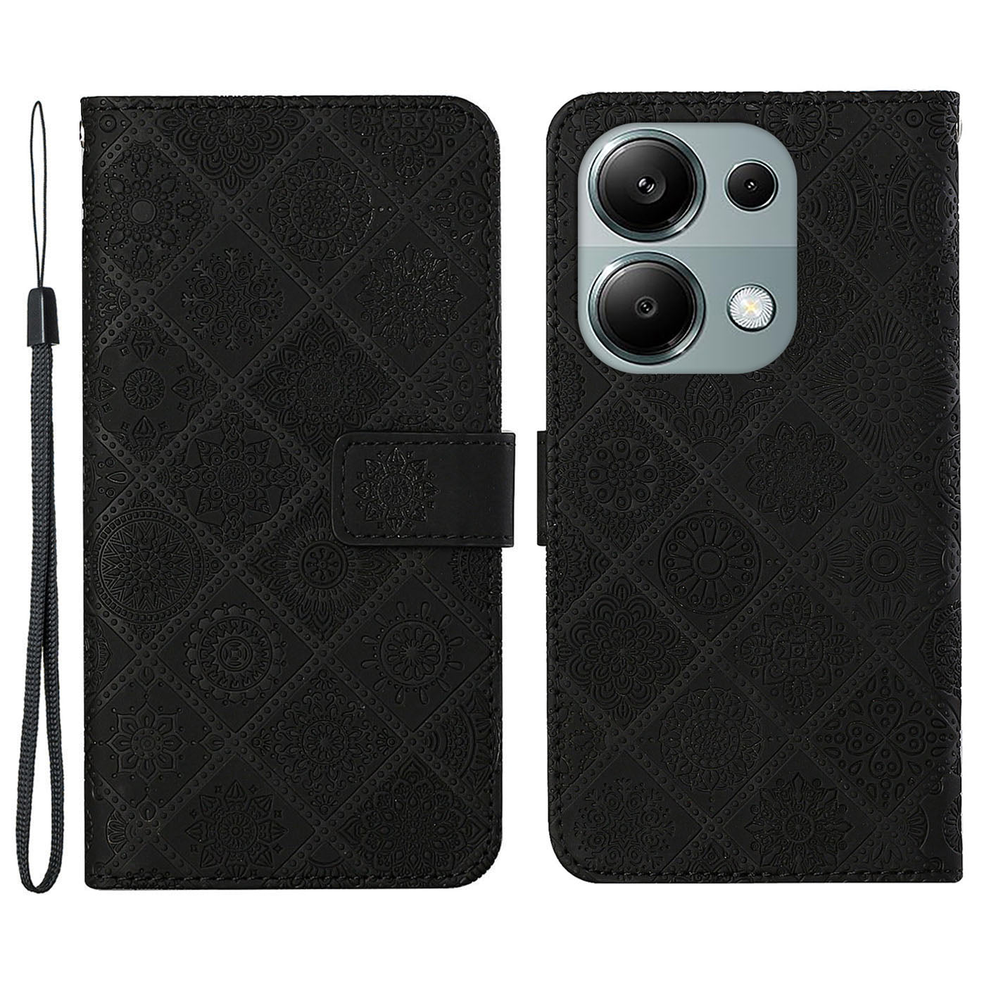 For Xiaomi Redmi Note 13 Pro 4G / Poco M6 Pro 4G Phone Case Ethnic Style Flower Imprinted Leather Flip Cover
