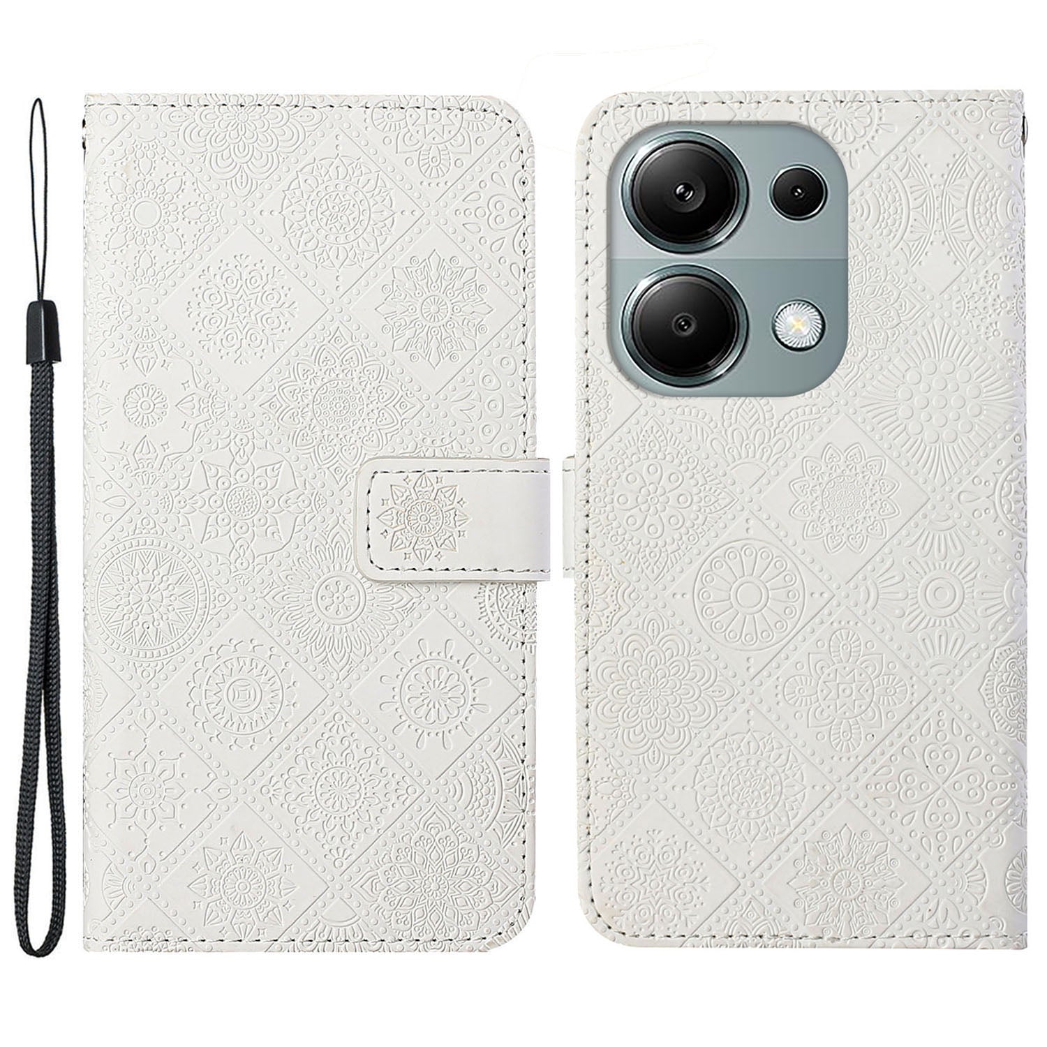 For Xiaomi Redmi Note 13 Pro 4G / Poco M6 Pro 4G Phone Case Ethnic Style Flower Imprinted Leather Flip Cover