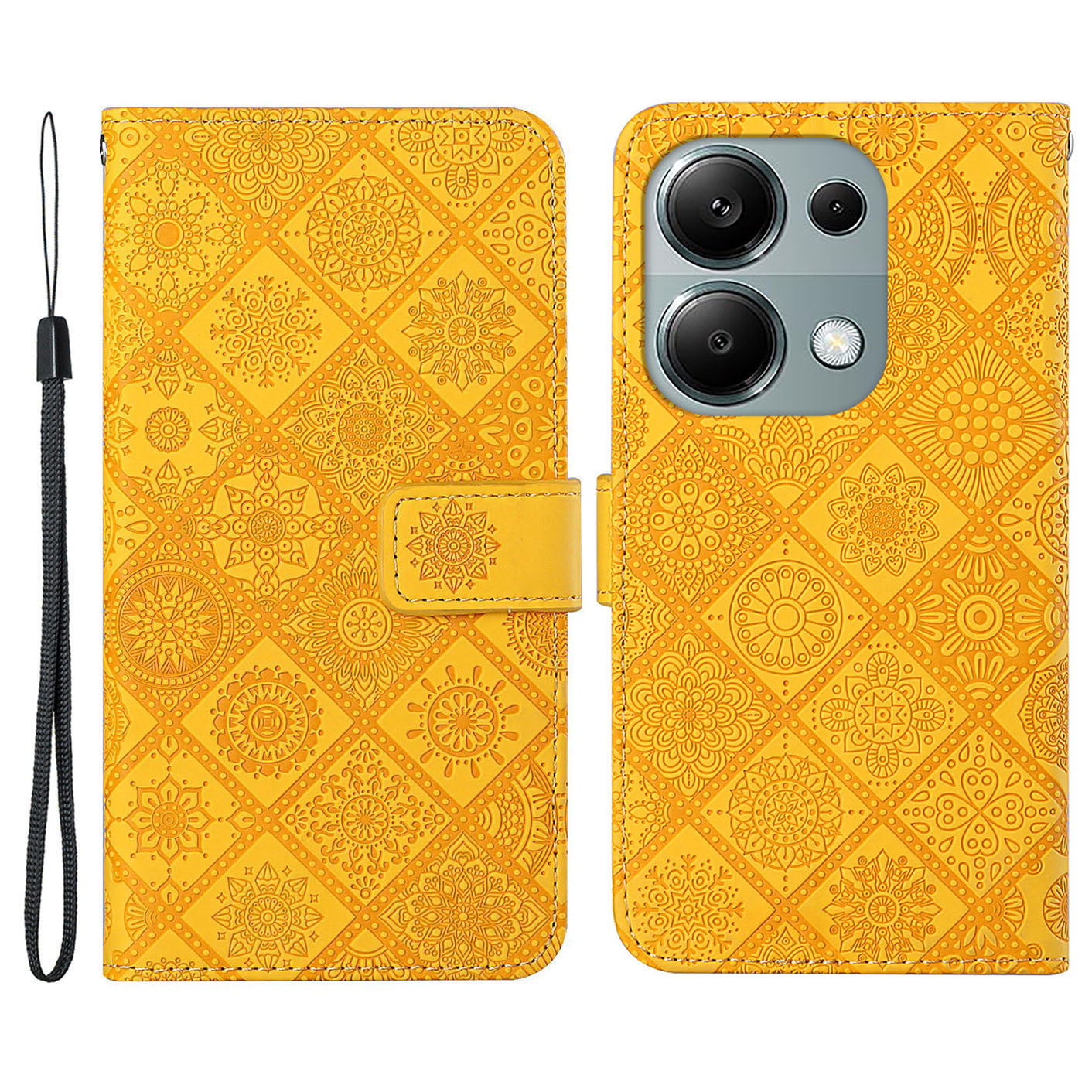 For Xiaomi Redmi Note 13 Pro 4G / Poco M6 Pro 4G Phone Case Ethnic Style Flower Imprinted Leather Flip Cover