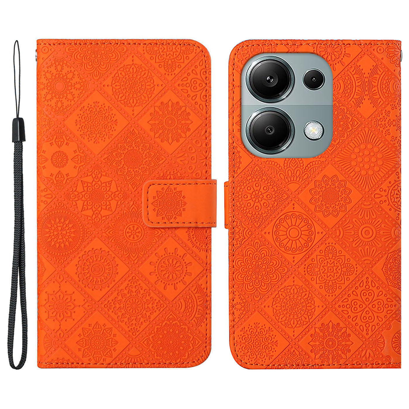 For Xiaomi Redmi Note 13 Pro 4G / Poco M6 Pro 4G Phone Case Ethnic Style Flower Imprinted Leather Flip Cover