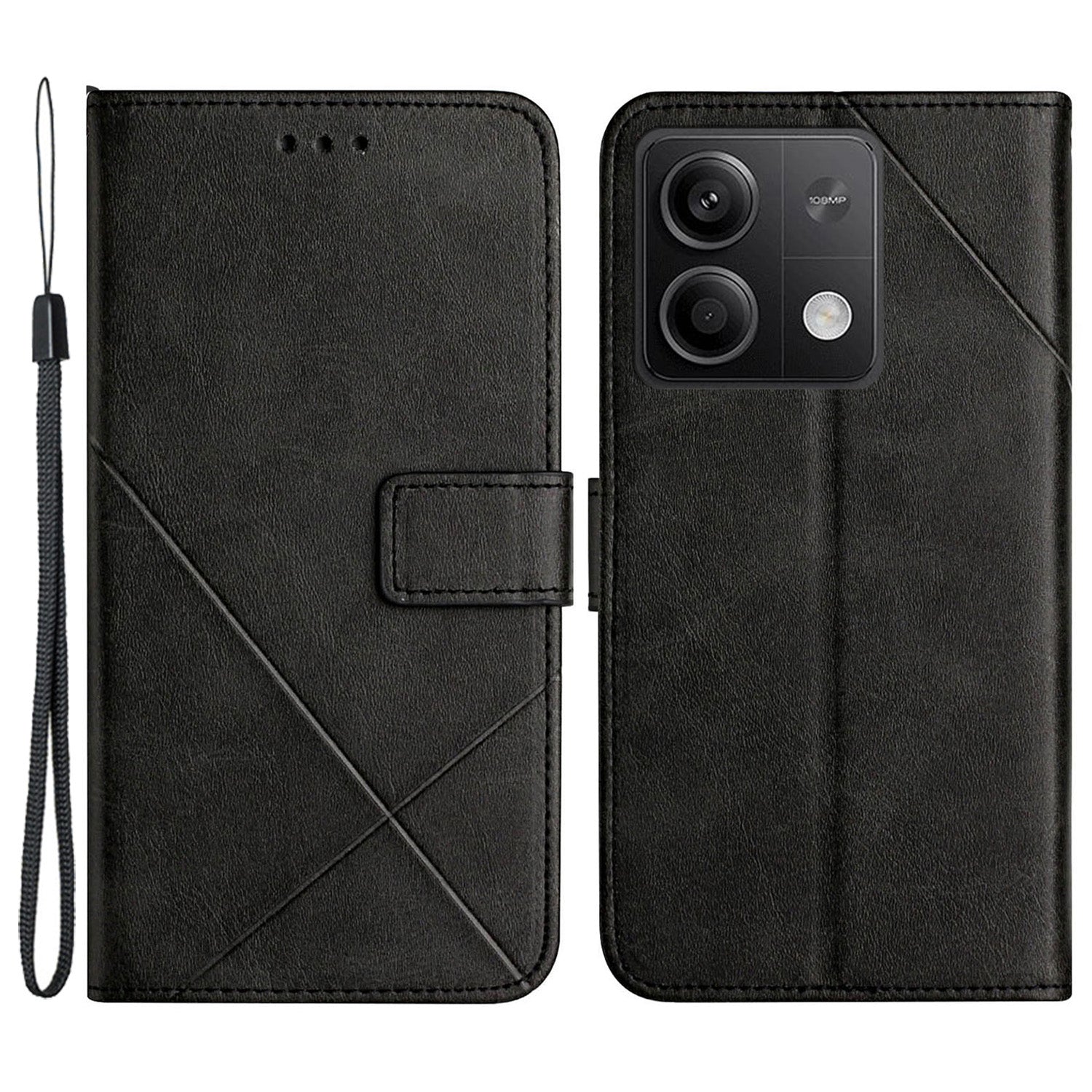 For Xiaomi Redmi Note 13 5G Leather Case Line Pattern Wallet Phone Cover