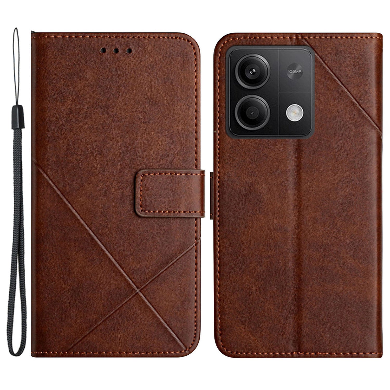 For Xiaomi Redmi Note 13 5G Leather Case Line Pattern Wallet Phone Cover