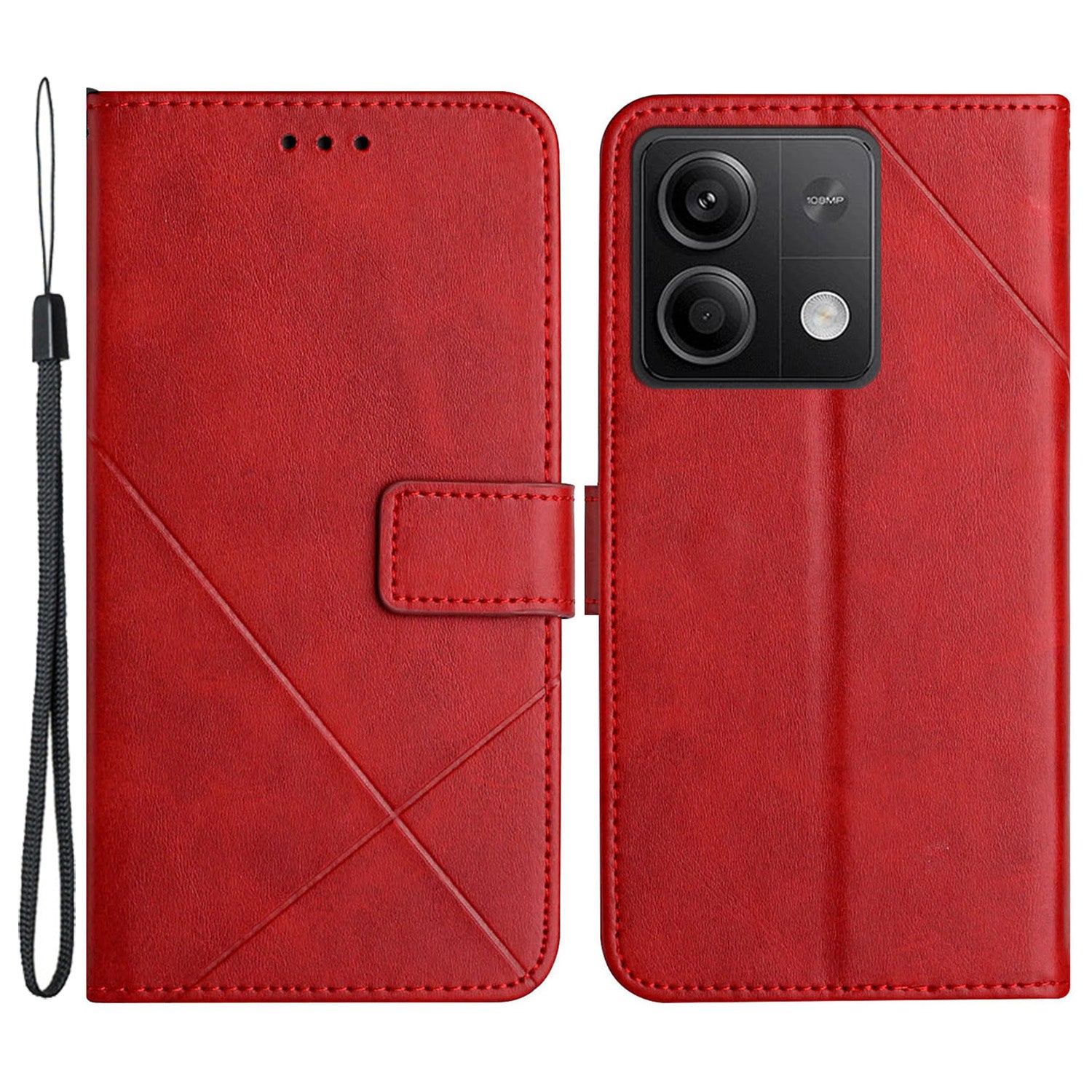 For Xiaomi Redmi Note 13 5G Leather Case Line Pattern Wallet Phone Cover