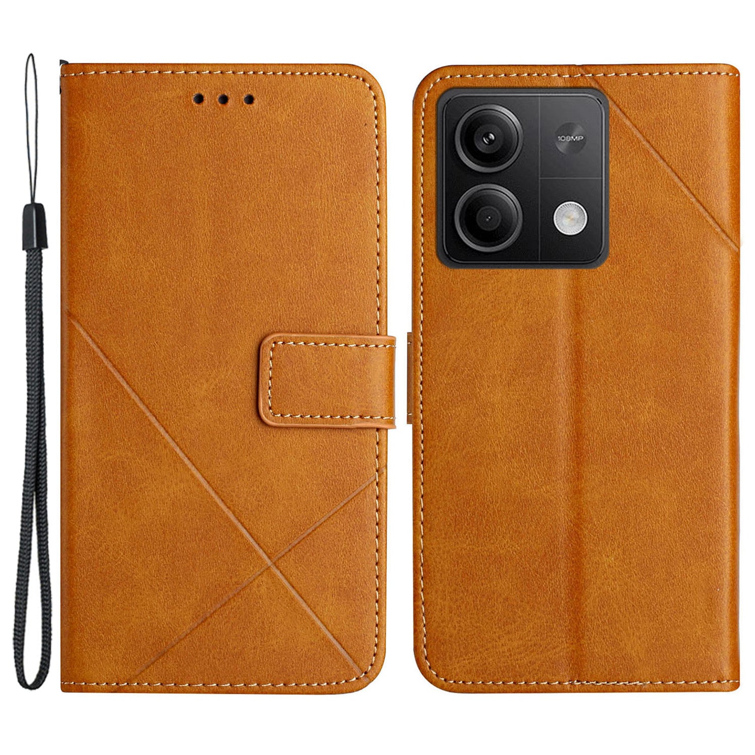 For Xiaomi Redmi Note 13 5G Leather Case Line Pattern Wallet Phone Cover