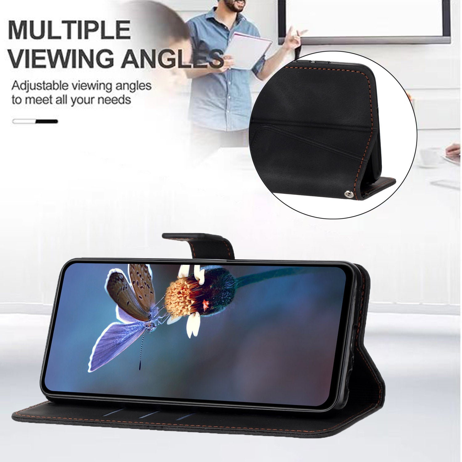 For Xiaomi Redmi Note 13 Pro 5G / Poco X6 5G Stand Case Triangle Imprinted Phone Cover with Wrist Strap