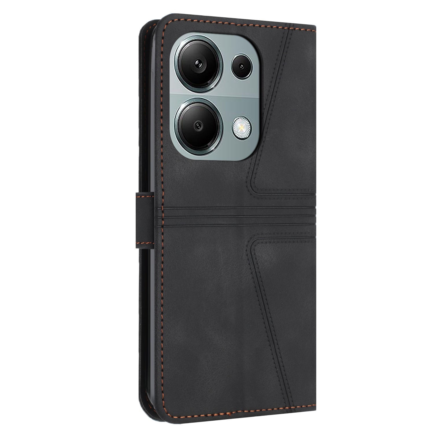 For Xiaomi Redmi Note 13 Pro 4G / Poco M6 Pro 4G Leather Flip Phone Cover Triangle Imprinted Anti-drop Stand Case