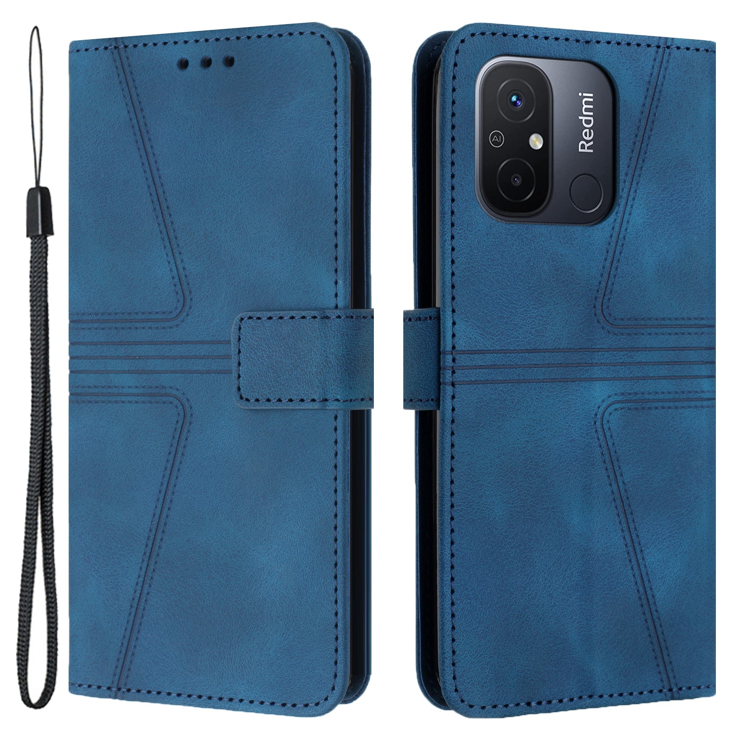 For Xiaomi Redmi 12C 4G Case Triangle Imprinted Anti-Scratch Phone Wallet Cover