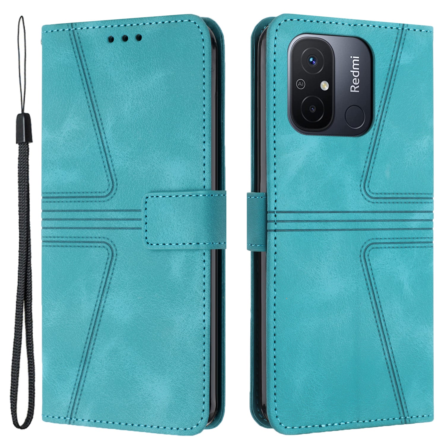 For Xiaomi Redmi 12C 4G Case Triangle Imprinted Anti-Scratch Phone Wallet Cover