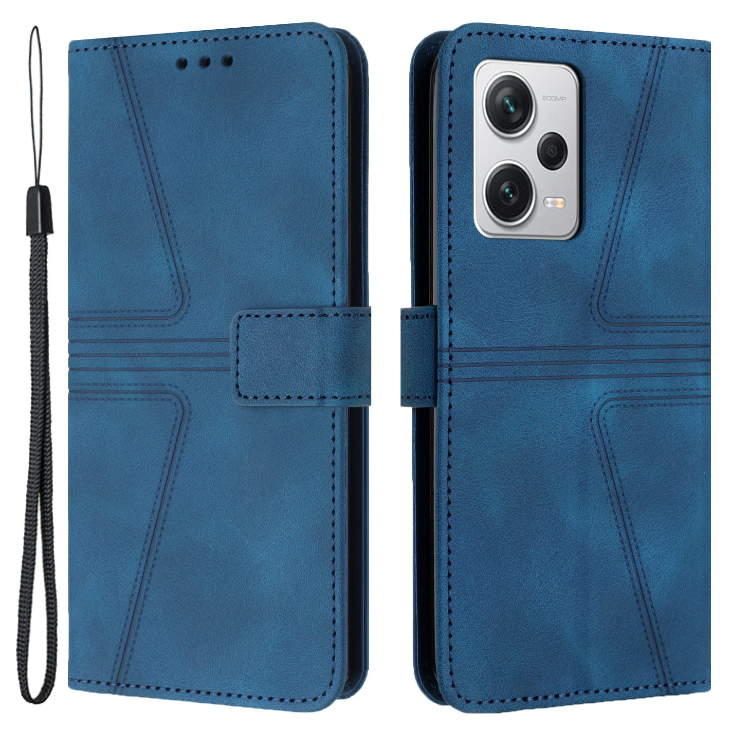 For Xiaomi Redmi Note 12 5G (Global) / (China) / (India) / Poco X5 5G Triangle Imprinted Leather Wallet Case Phone Cover