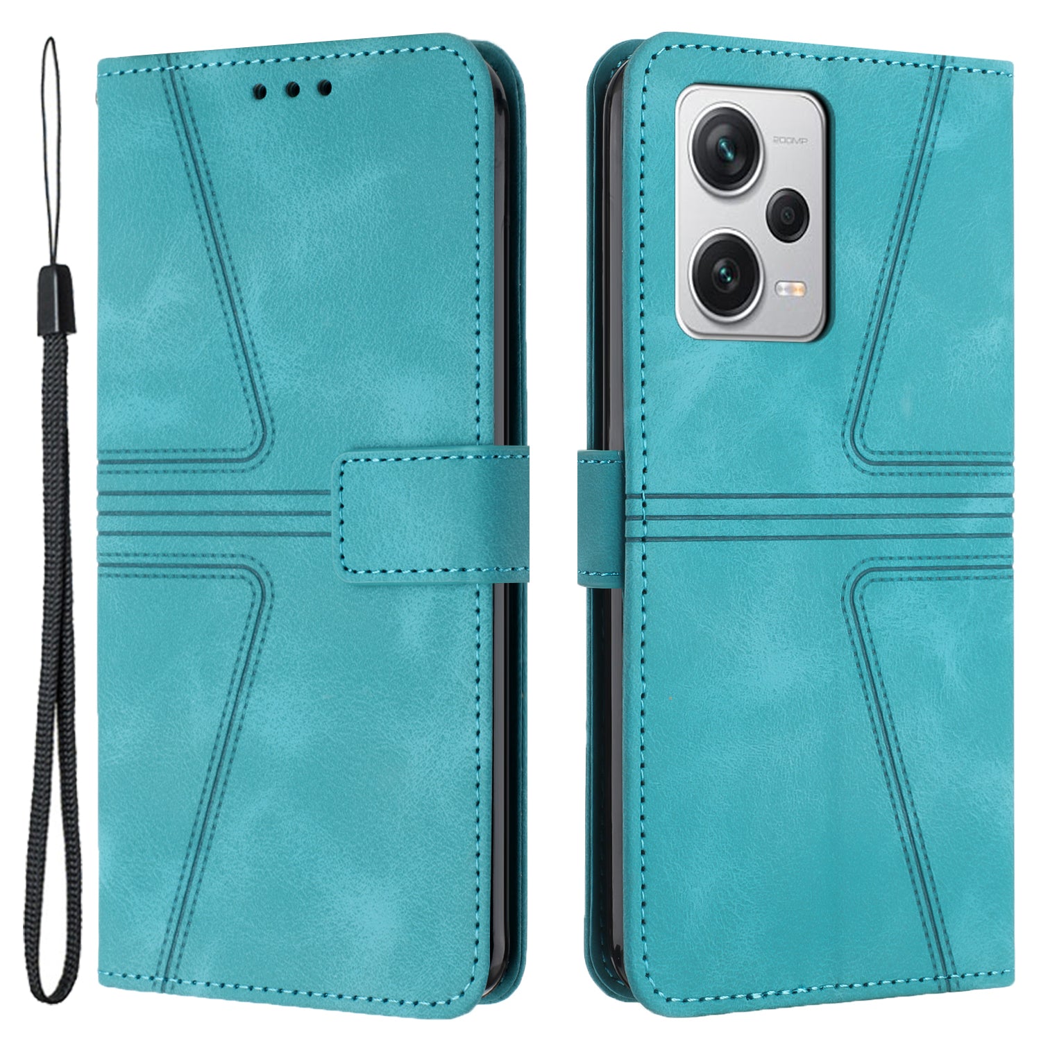 For Xiaomi Redmi Note 12 5G (Global) / (China) / (India) / Poco X5 5G Triangle Imprinted Leather Wallet Case Phone Cover