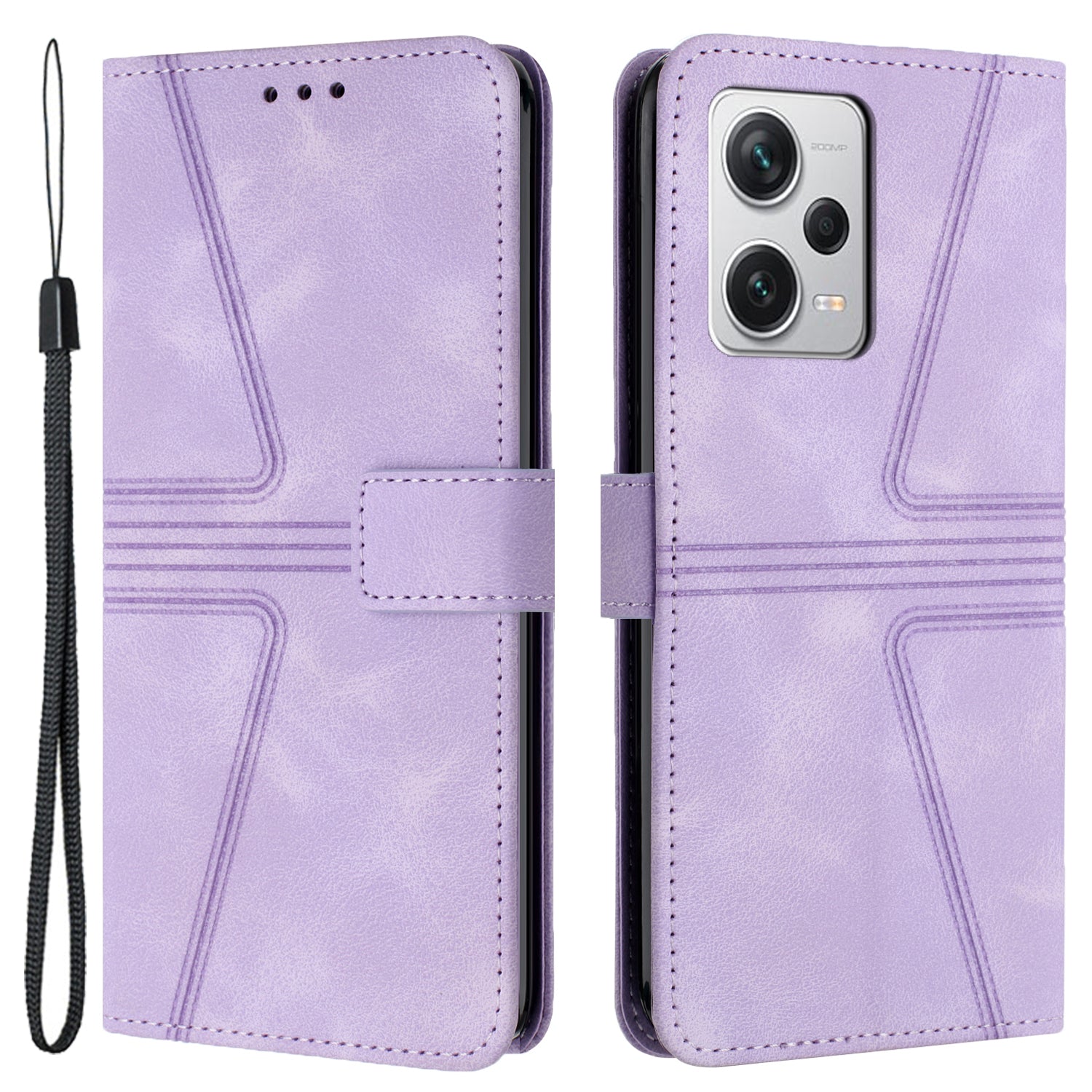 For Xiaomi Redmi Note 12 5G (Global) / (China) / (India) / Poco X5 5G Triangle Imprinted Leather Wallet Case Phone Cover