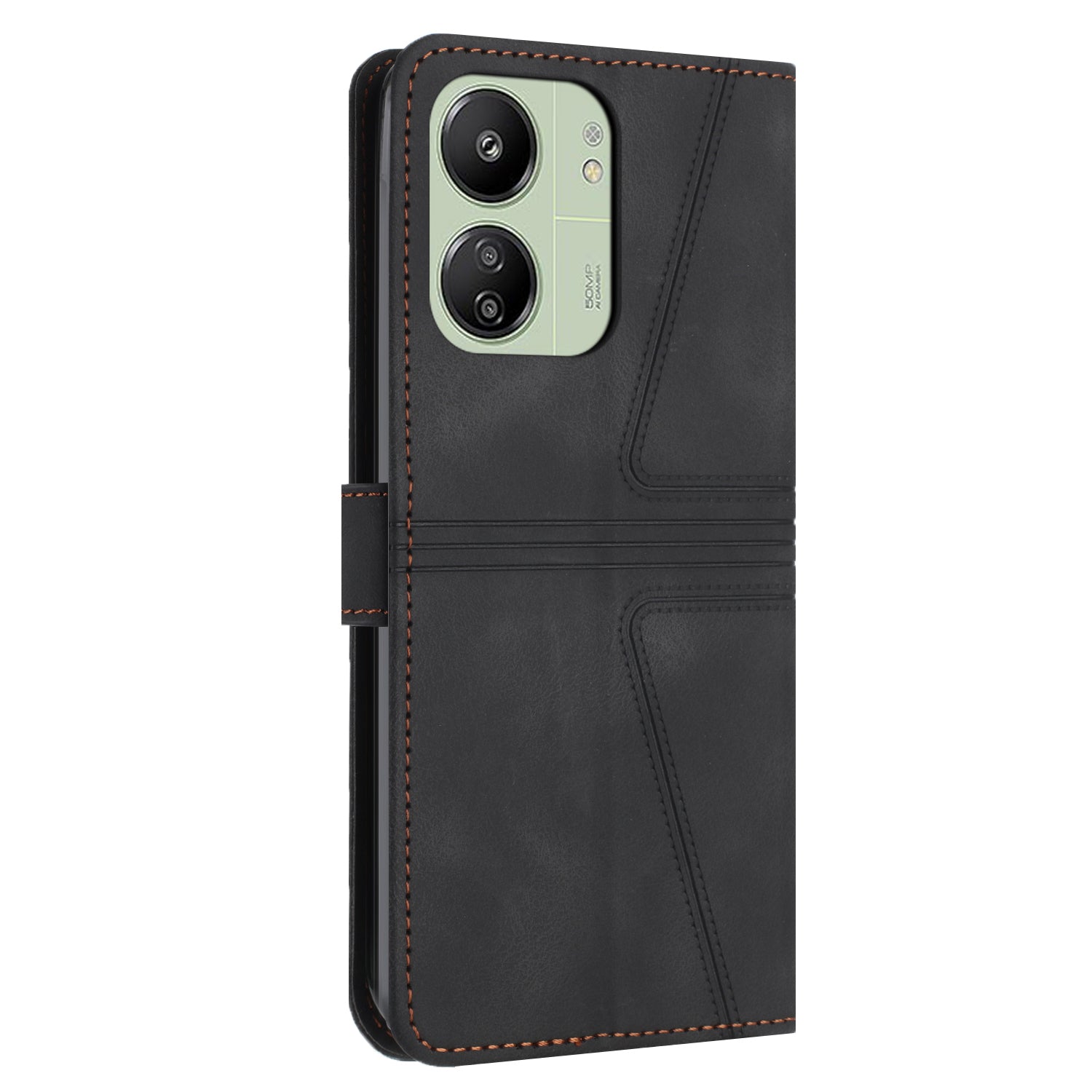 For Xiaomi Redmi 13C 4G / 13C 5G / Poco C65 4G Case Triangle Imprinted Phone Leather Cover Wallet
