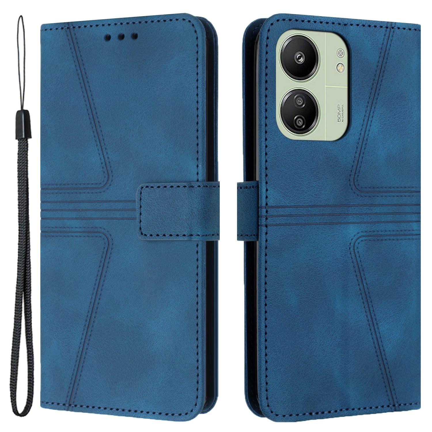 For Xiaomi Redmi 13C 4G / 13C 5G / Poco C65 4G Case Triangle Imprinted Phone Leather Cover Wallet