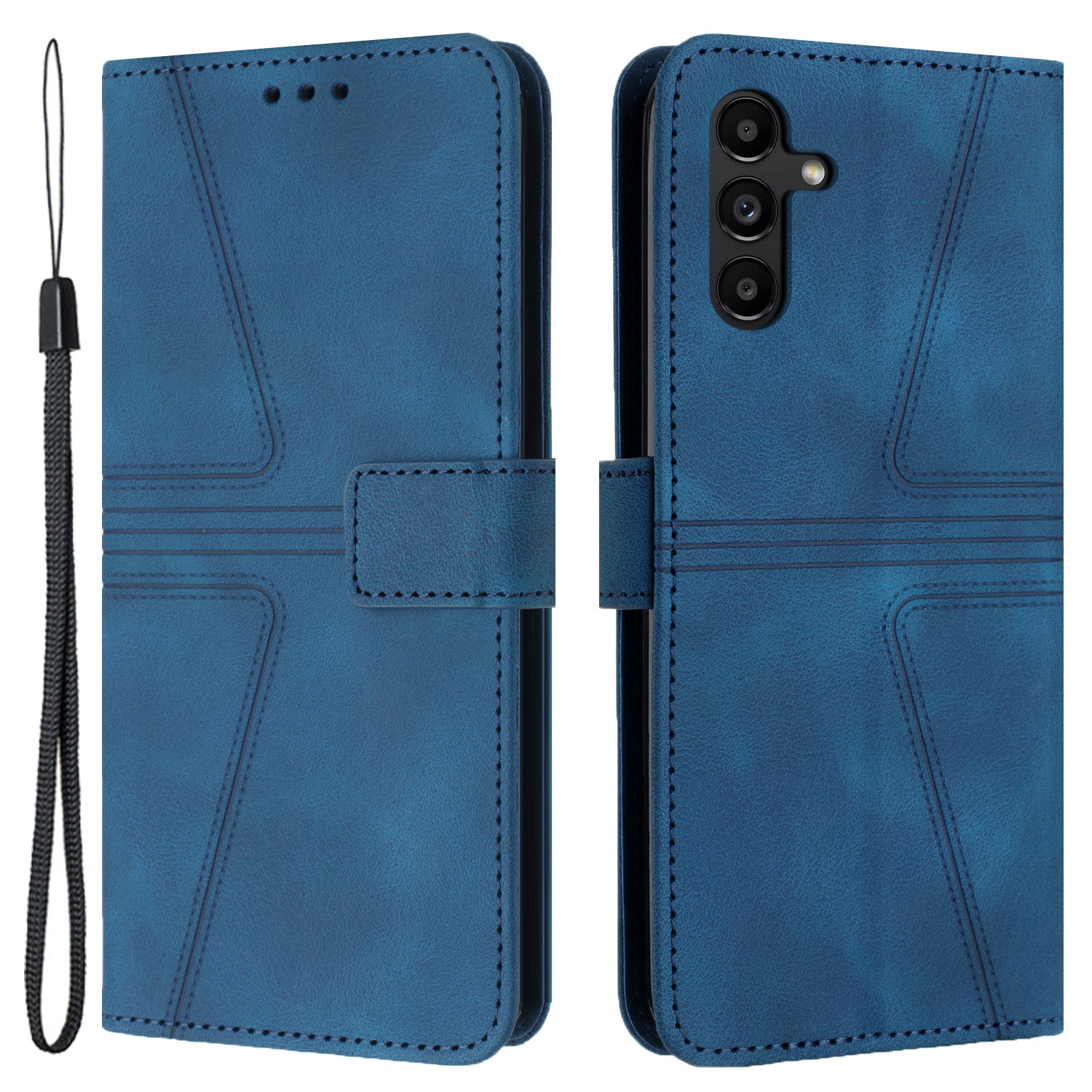 For Samsung Galaxy S24+ Anti-fall Triangle Imprinted Leather Wallet Case Phone Cover