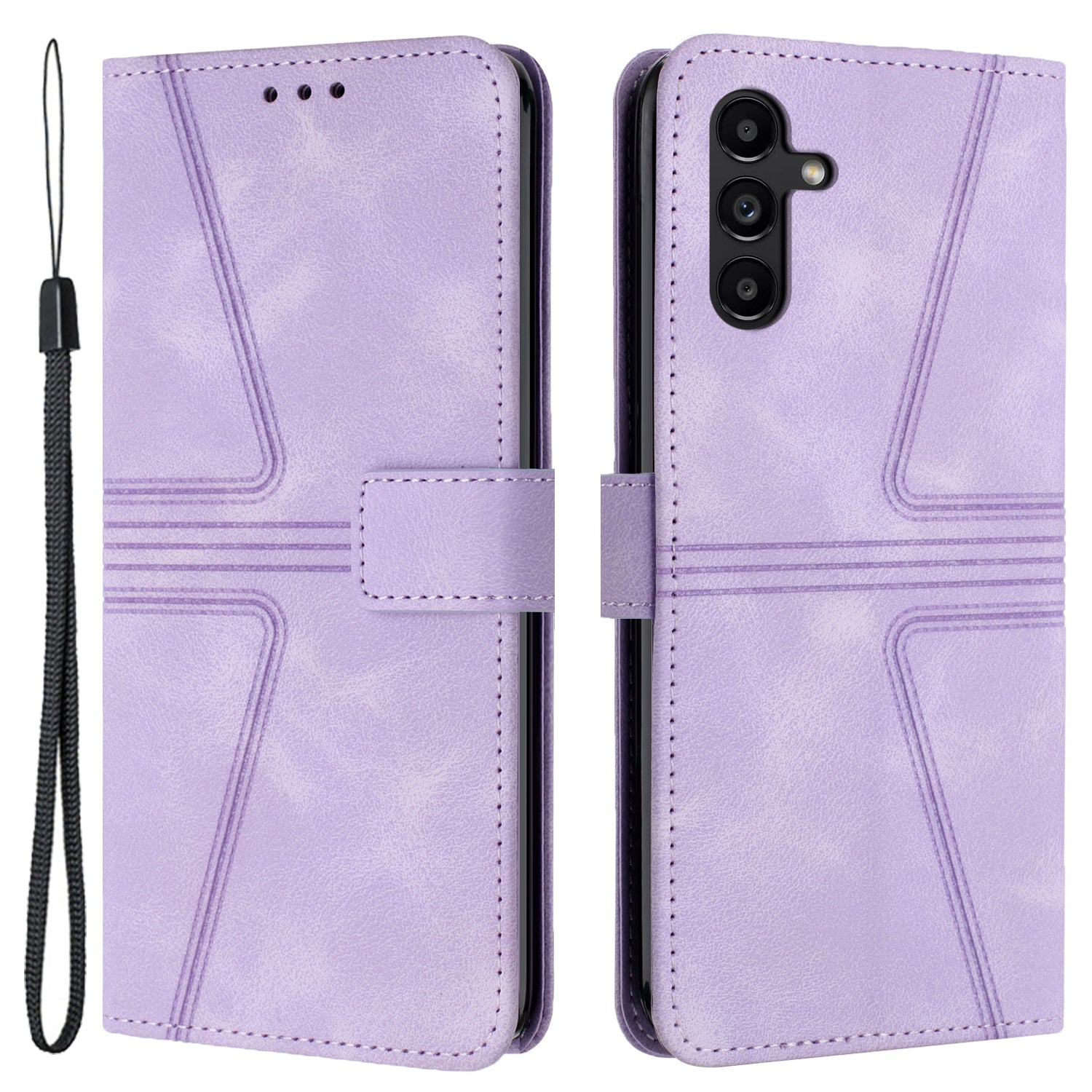 For Samsung Galaxy S24+ Anti-fall Triangle Imprinted Leather Wallet Case Phone Cover