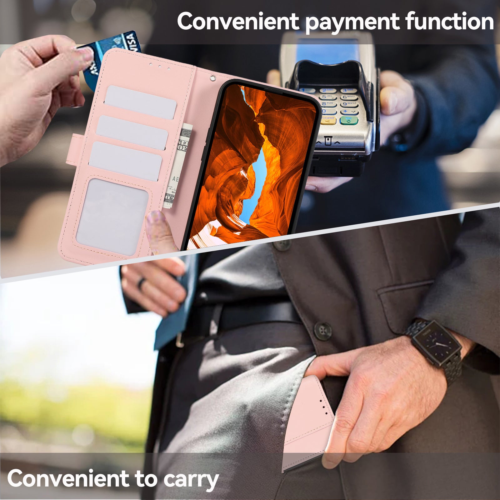 For iPhone 12 Pro Max Case RFID Blocking PU Leather Flip Wallet Phone Cover