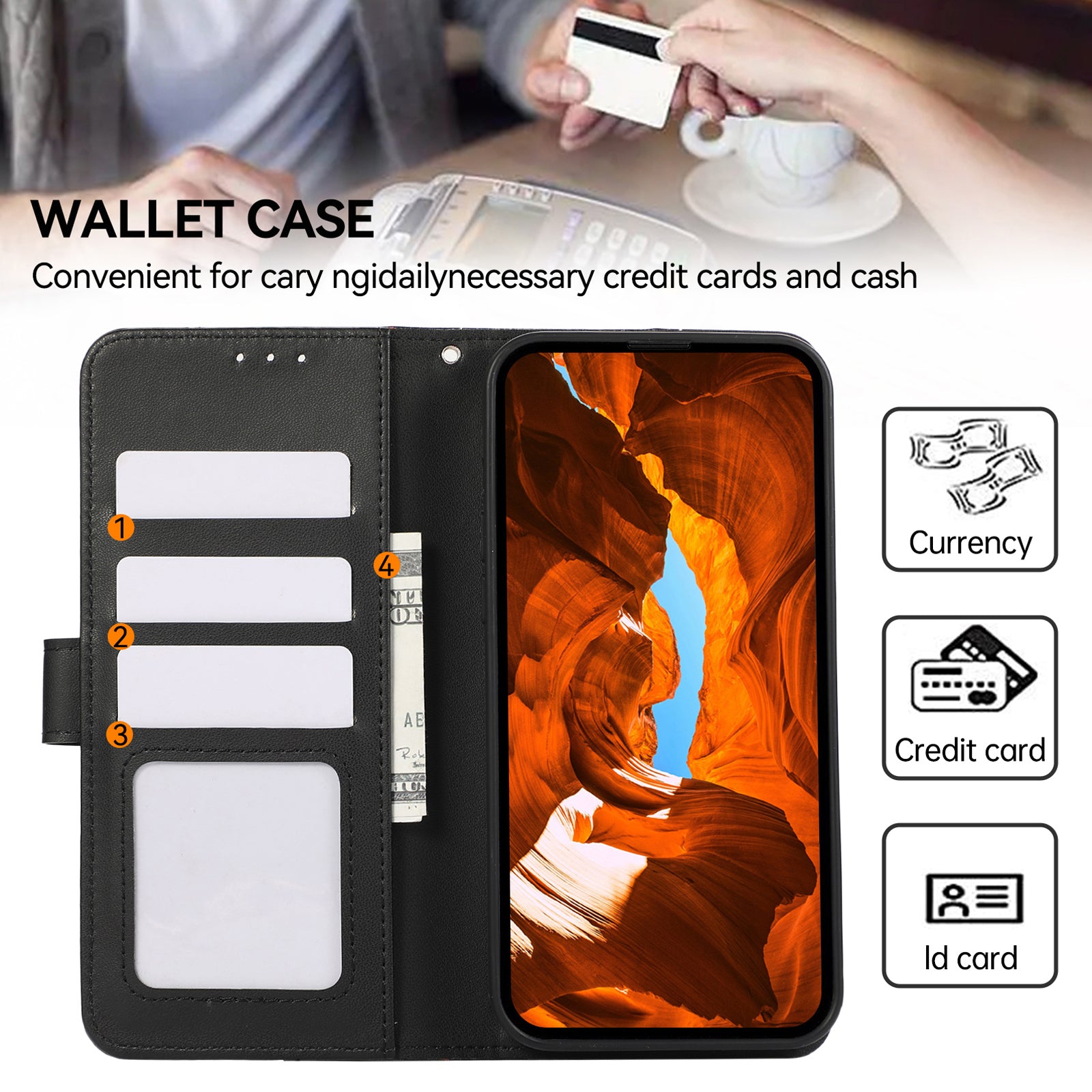 For iPhone 12 / 12 Pro Case RFID Blocking PU Leather Wallet Stand Flip Phone Cover