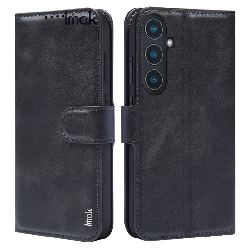 IMAK For Samsung Galaxy S24+ Case PU Leather Wallet Flip Phone Cover Folding Stand