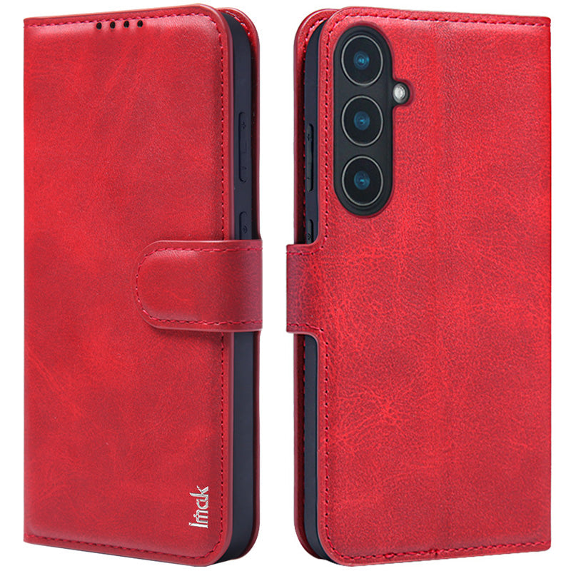 IMAK For Samsung Galaxy S24+ Case PU Leather Wallet Flip Phone Cover Folding Stand