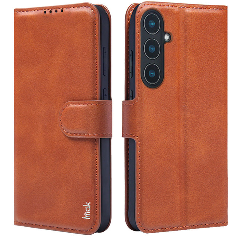 IMAK For Samsung Galaxy S24 Case Leather Card Holders Stand Phone Cover
