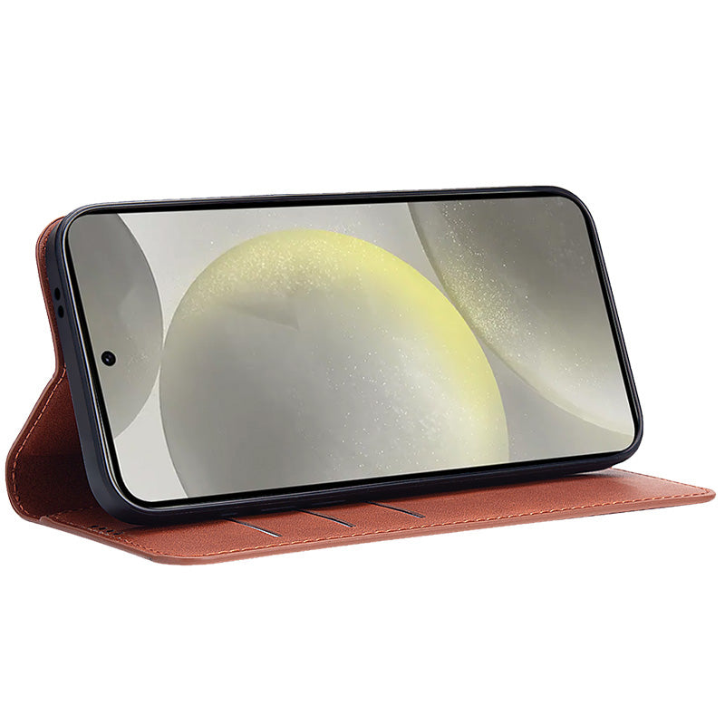 IMAK For Samsung Galaxy S24 Case Leather Card Holders Stand Phone Cover