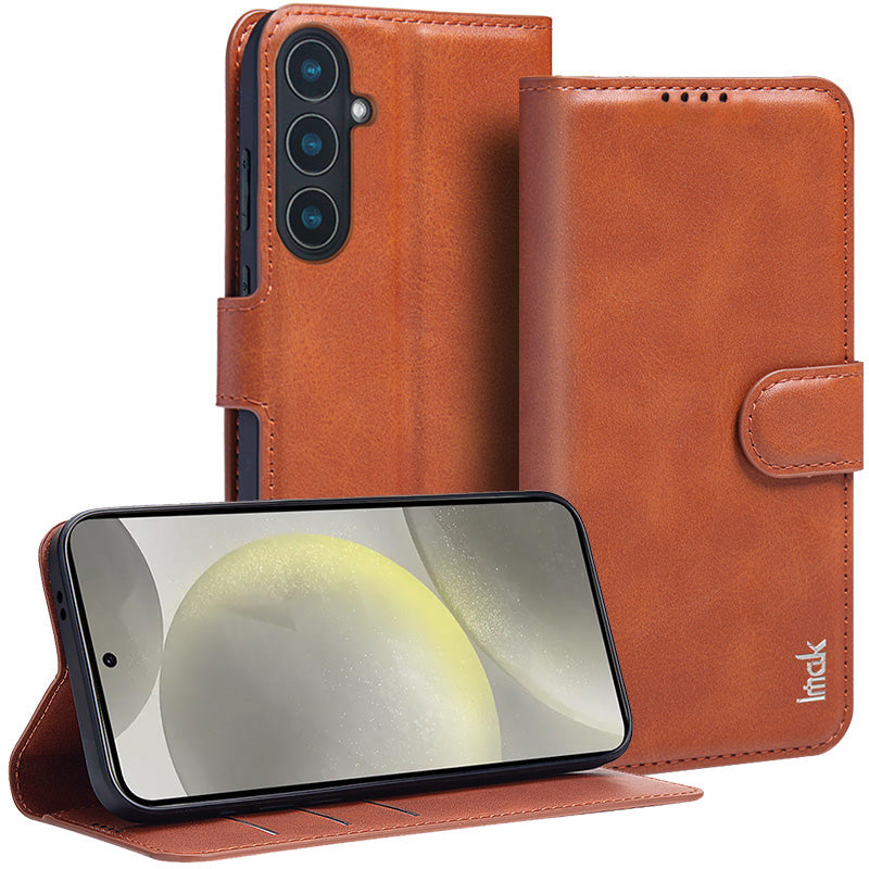 IMAK For Samsung Galaxy S24 Case Leather Card Holders Stand Phone Cover