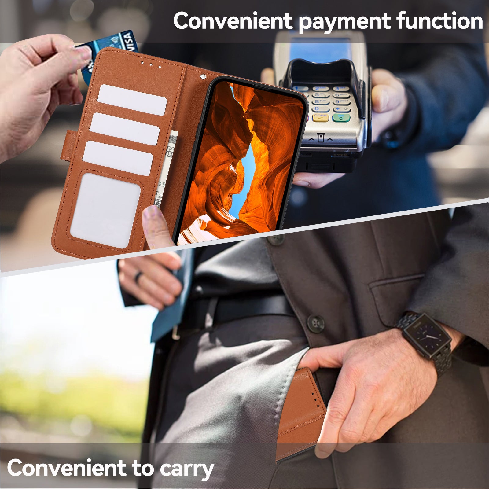 For iPhone 13 Pro Max Case RFID Blocking PU Leather Phone Cover with Wallet