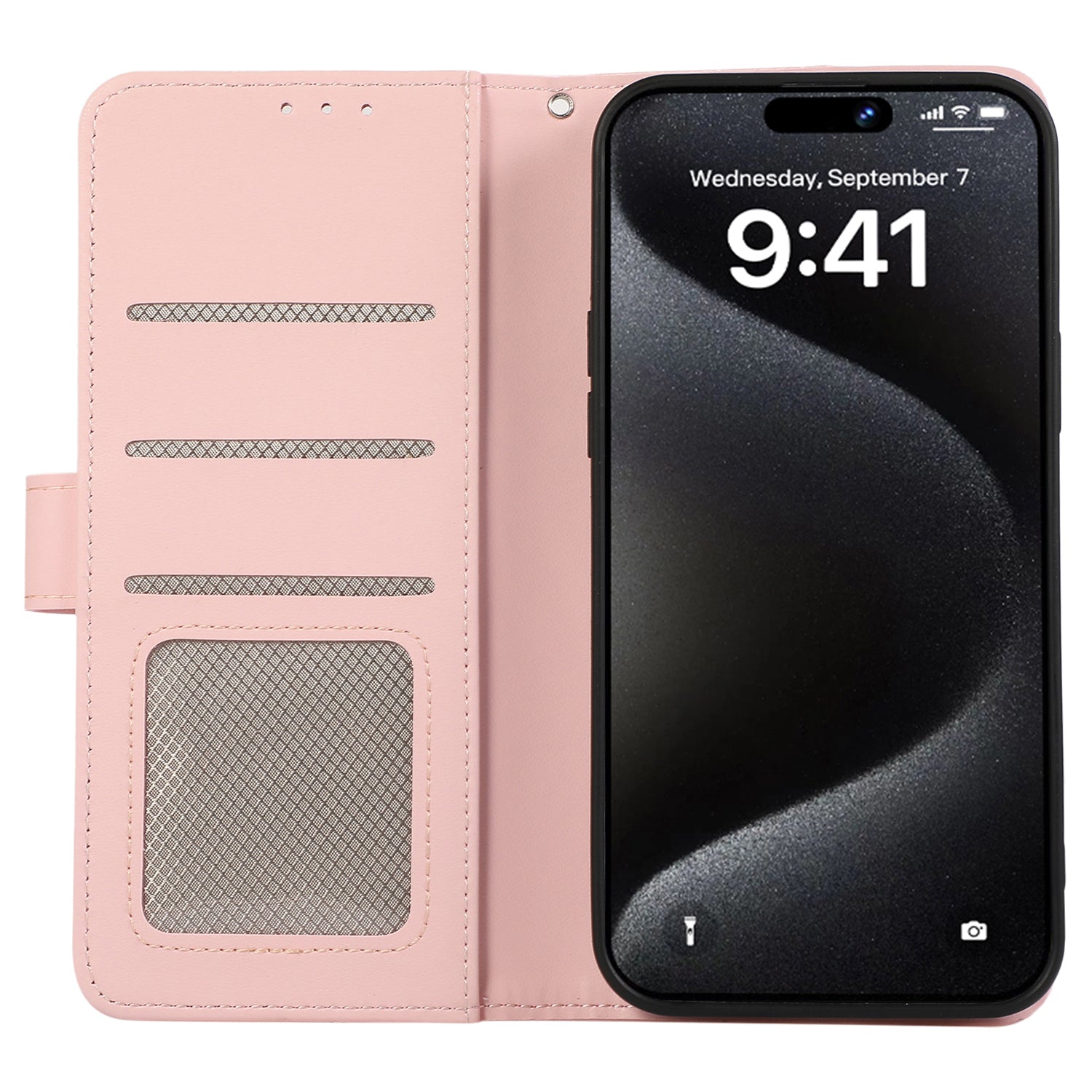 For iPhone 15 Pro Max Case Card Holder RFID Blocking Drop-resistant Phone Protector