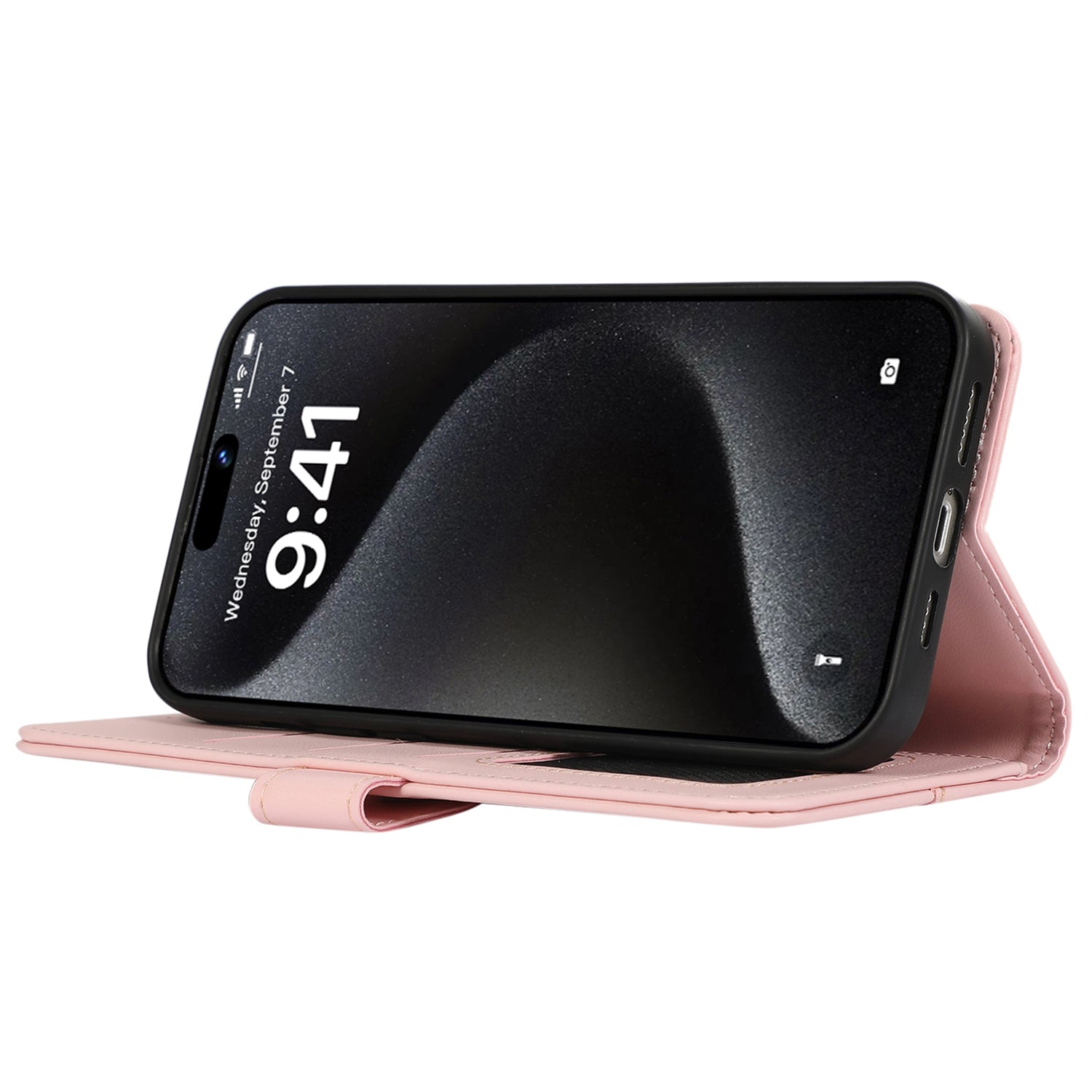 For iPhone 15 Pro Max Case Card Holder RFID Blocking Drop-resistant Phone Protector
