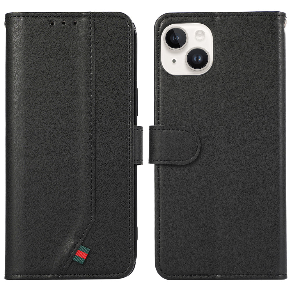 For iPhone 15 Case RFID Blocking Card Slots PU Leather Wallet Flip Phone Cover