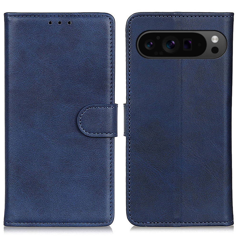For Google Pixel 9 Pro Case Cowhide Texture Leather Wallet Stand Shockproof Phone Cover