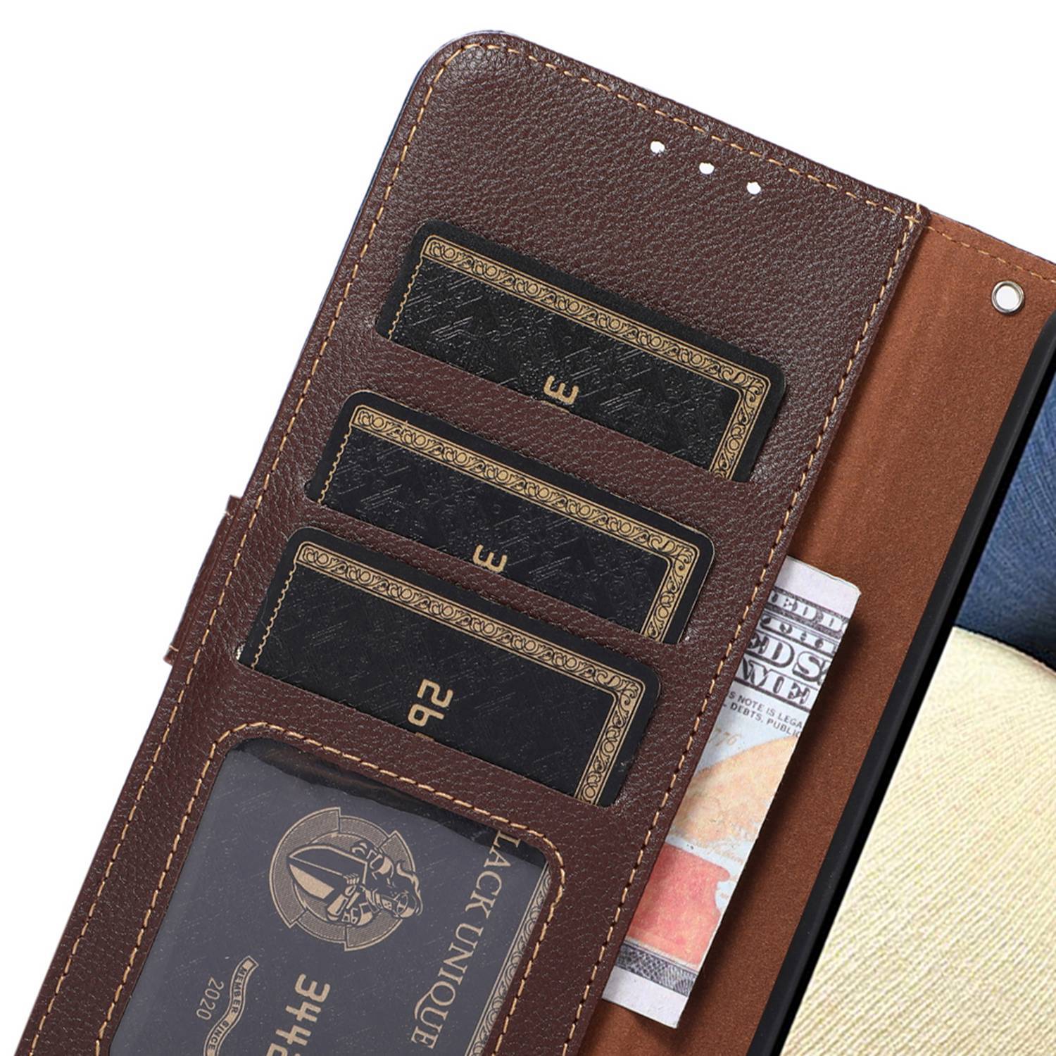 KHAZNEH For Google Pixel 9 Pro Case RFID Blocking Leather Litchi Texture Phone Cover