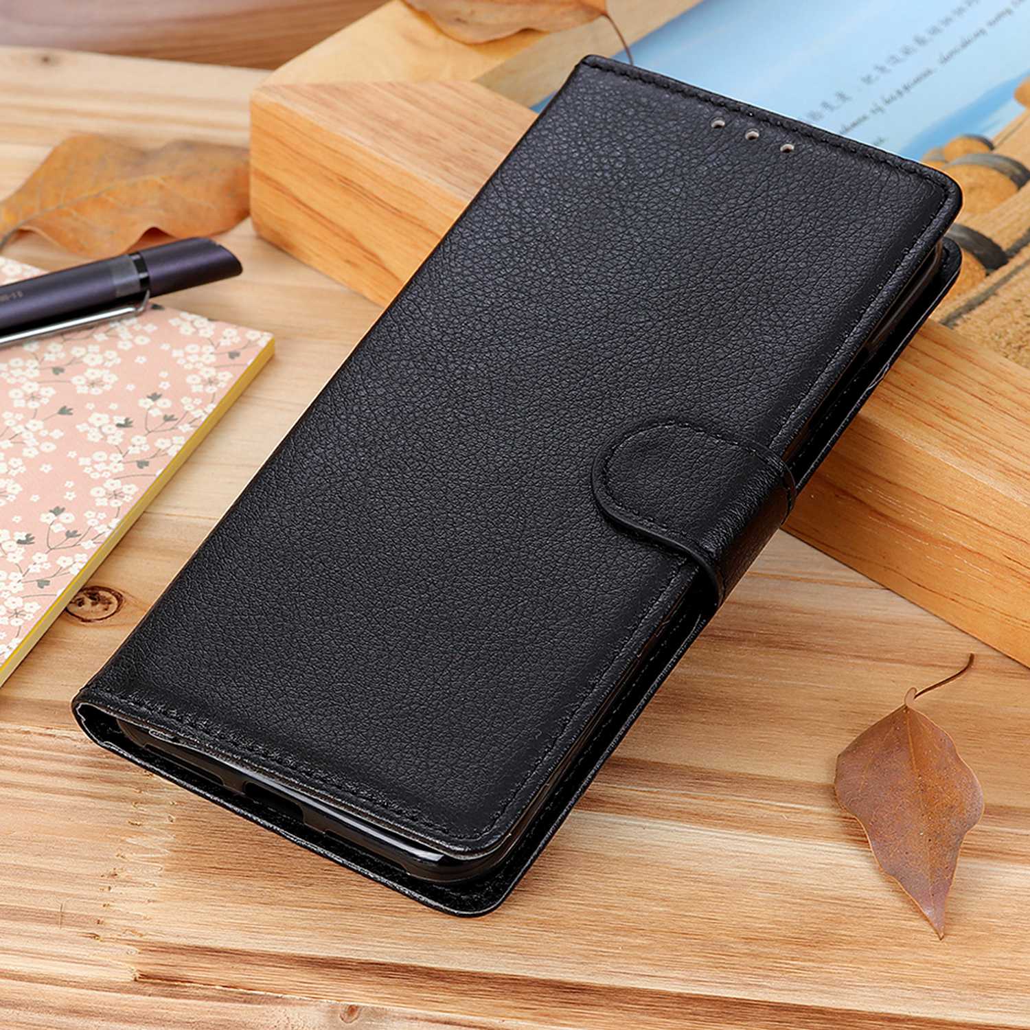 For Google Pixel 9 Pro Case PU Leather Litchi Texture Folio Flip Phone Cover