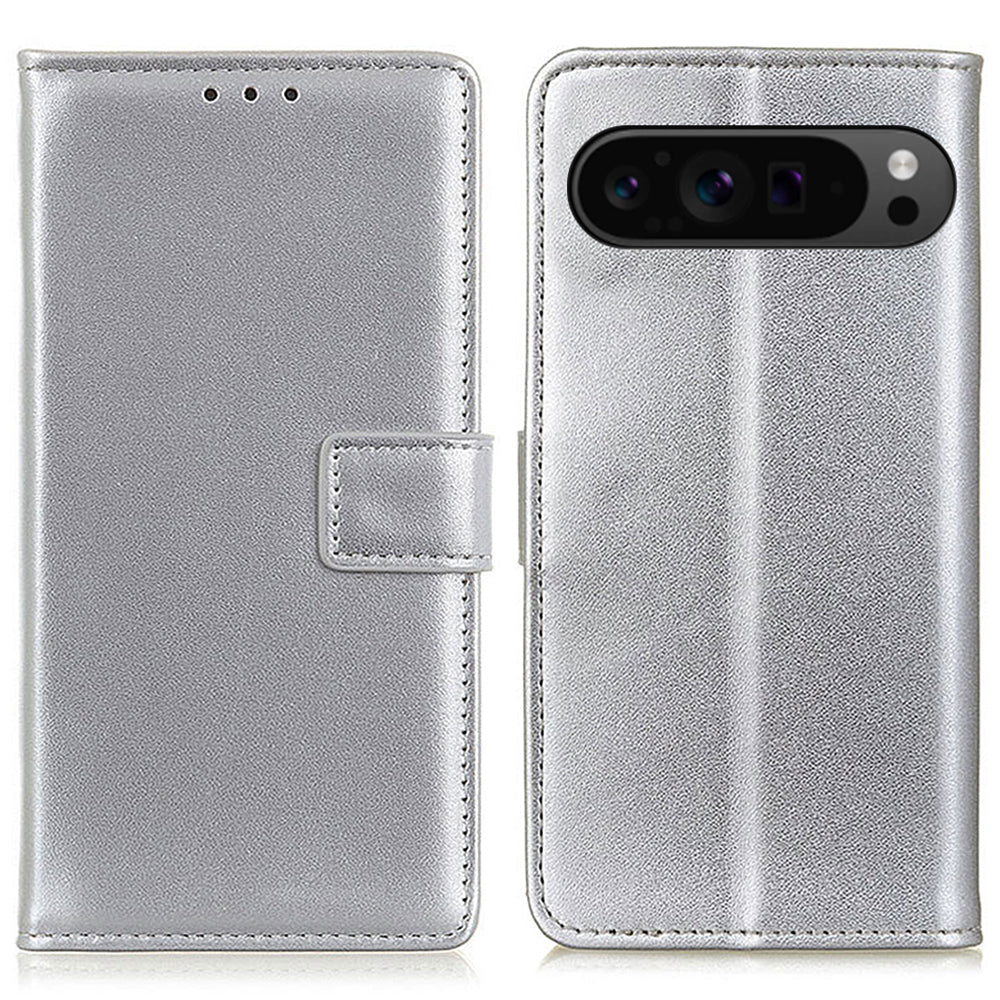 For Google Pixel 9 Pro Case Folio PU Leather Magnetic Clasp Phone Cover