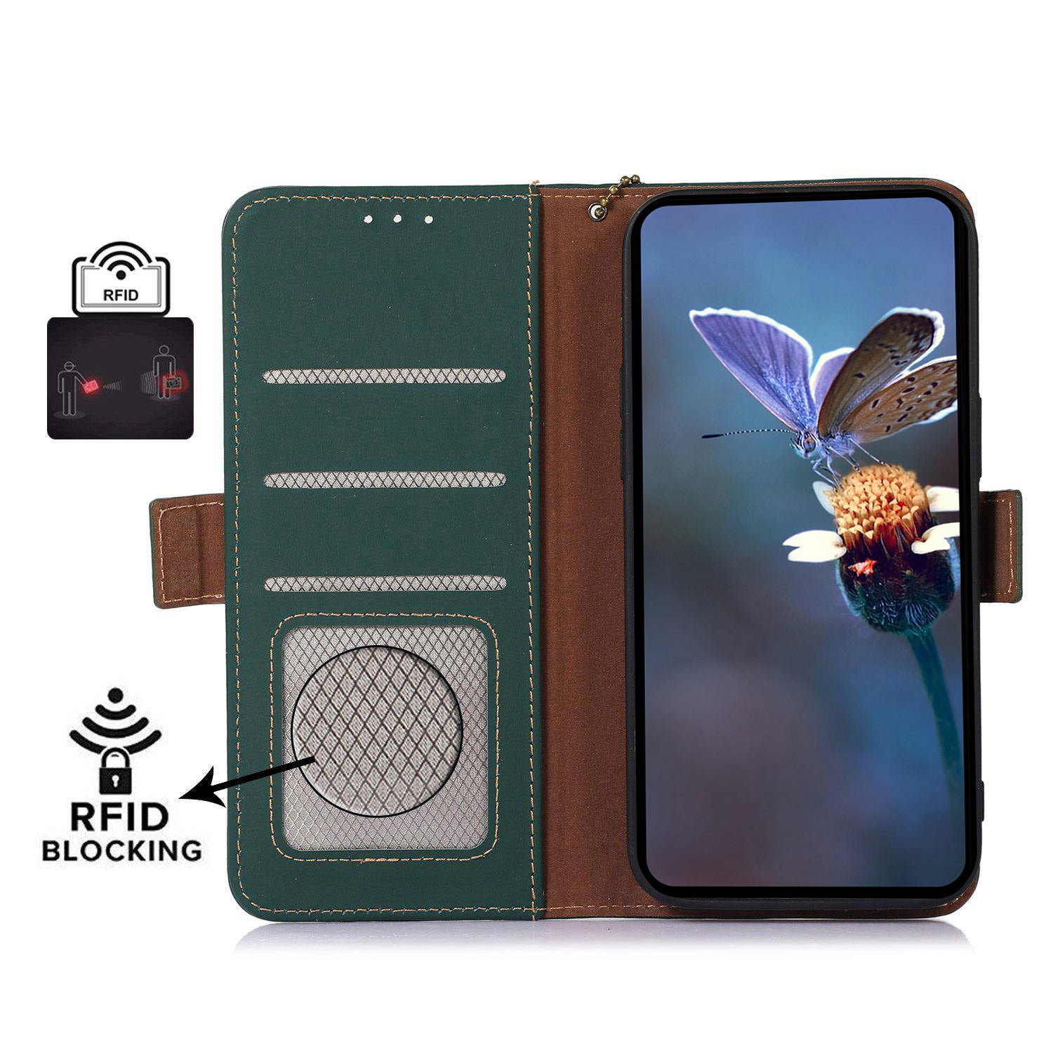 For Google Pixel 9 Pro Case Genuine Cow Leather Magnetic Folio Phone Cover RFID Blocking
