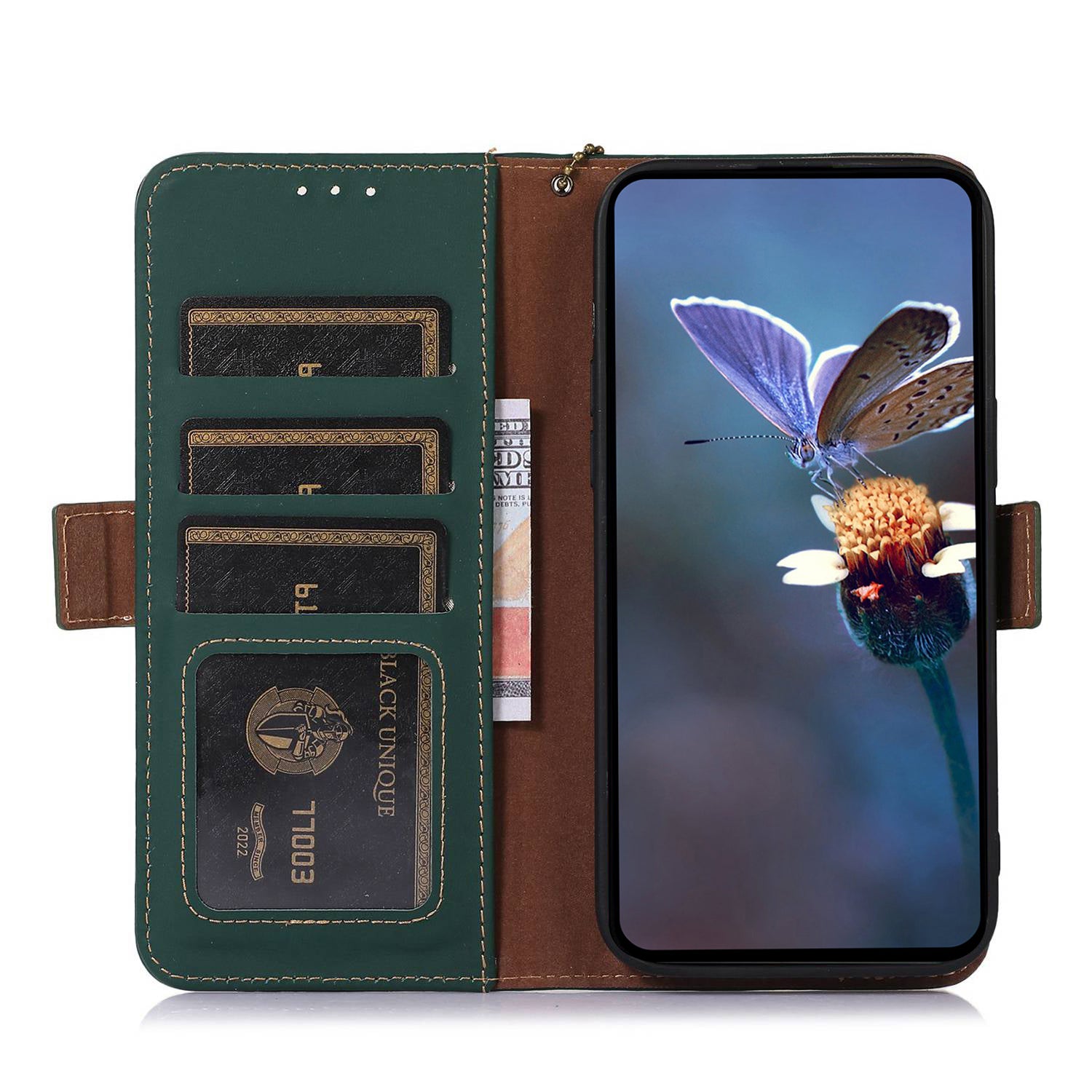 For Google Pixel 9 Pro Case Genuine Cow Leather Magnetic Folio Phone Cover RFID Blocking