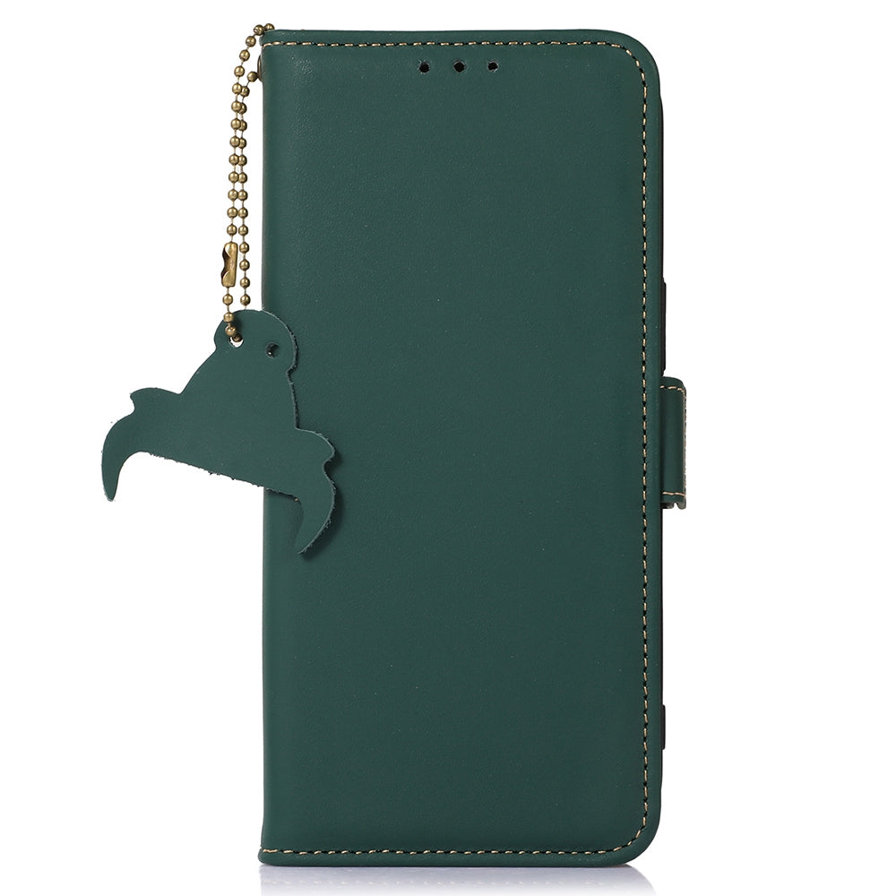 For Google Pixel 9 Pro Case Genuine Cow Leather Magnetic Folio Phone Cover RFID Blocking