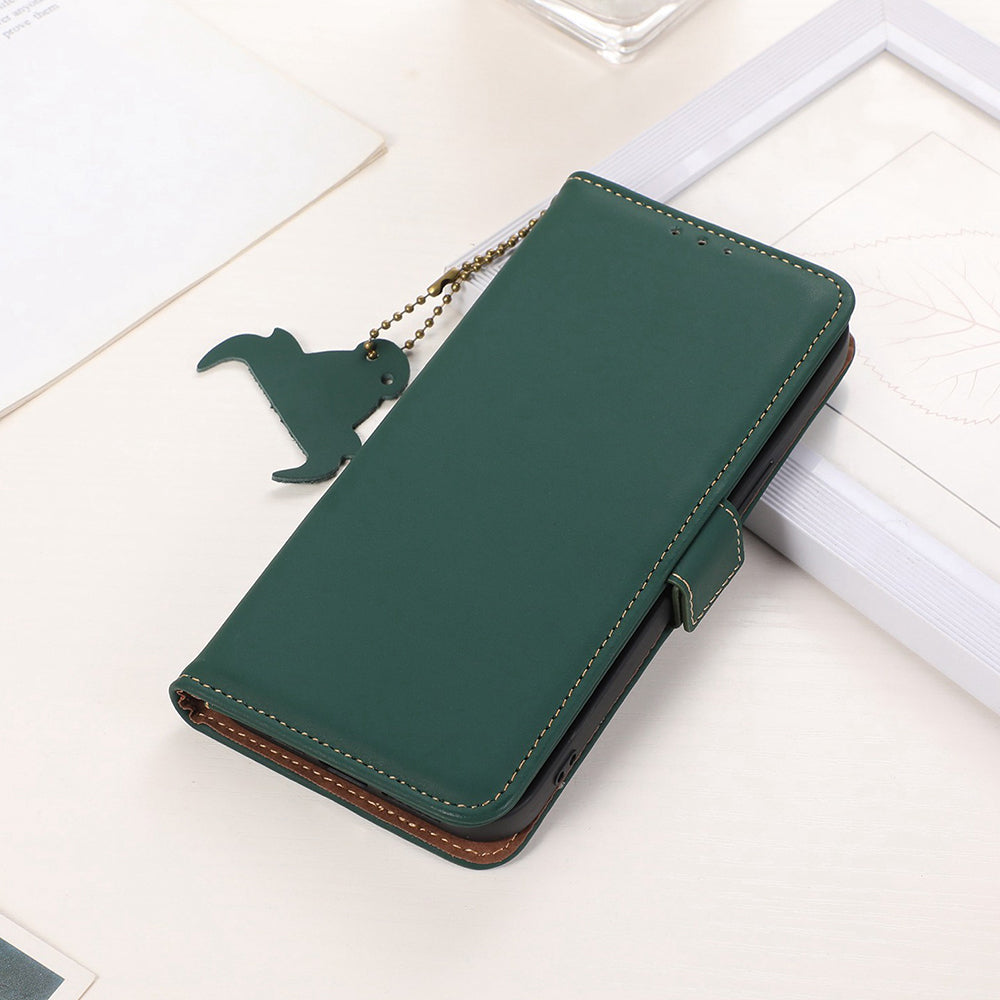 For Google Pixel 9 Pro Case Genuine Cow Leather Magnetic Folio Phone Cover RFID Blocking