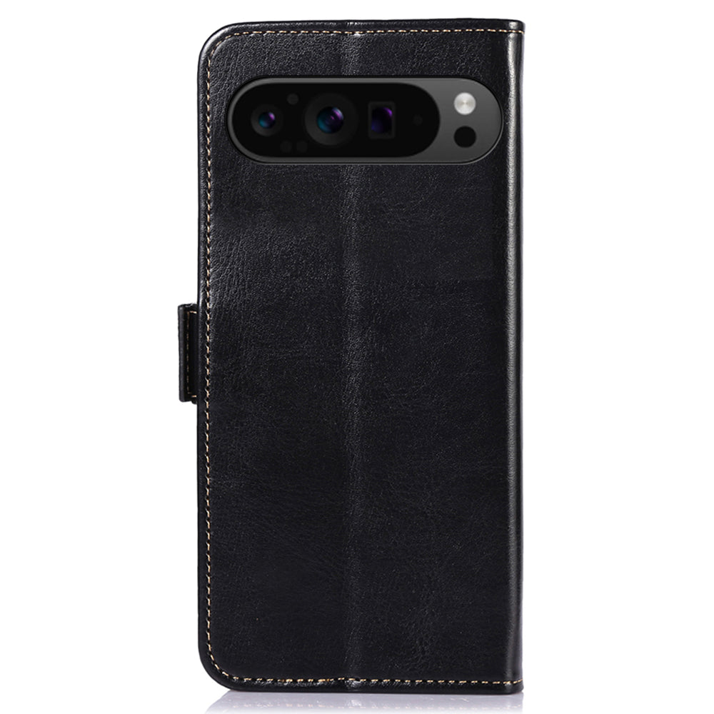 ABEEL For Google Pixel 9 Magnetic Phone Case PU Leather Crazy Horse Texture Cover