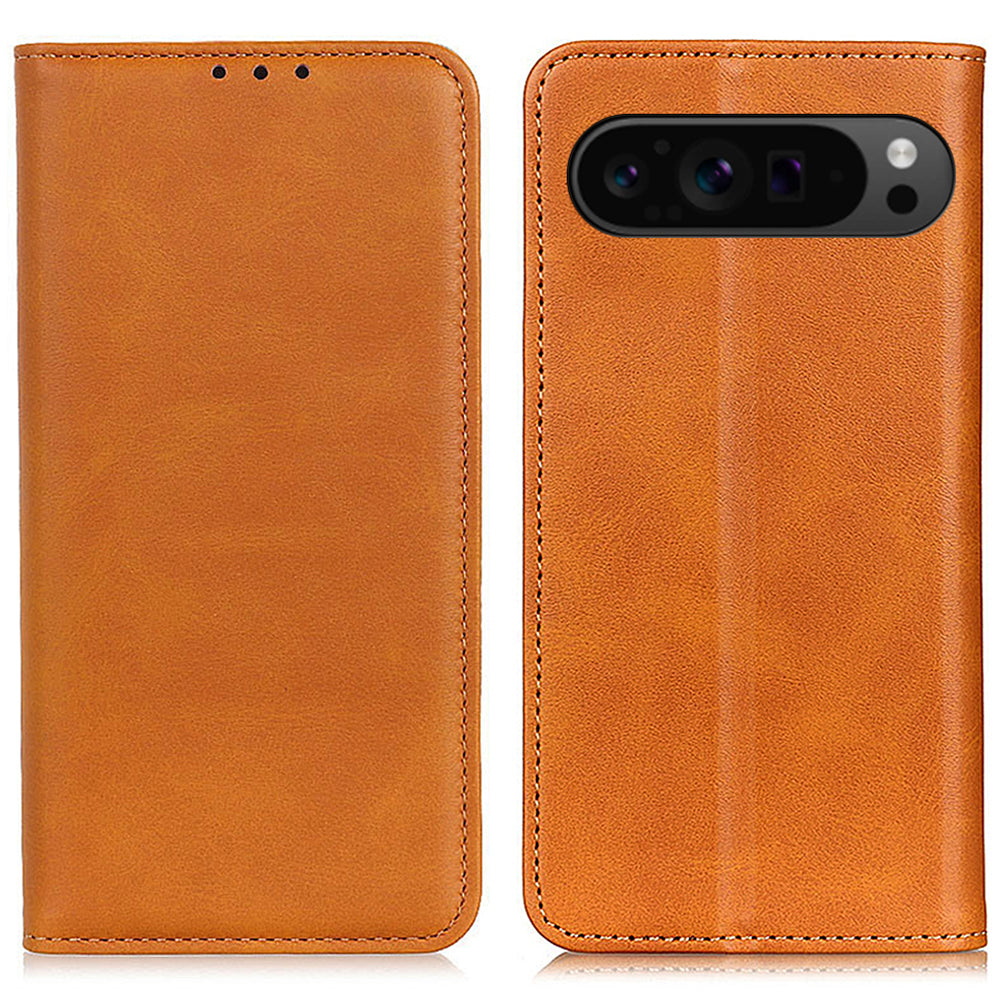 For Google Pixel 9 Case Split Leather Magnetic Adsorption Shockproof Flip Phone Cover