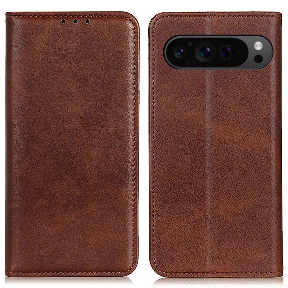 For Google Pixel 9 Case Split Leather Magnetic Adsorption Shockproof Flip Phone Cover