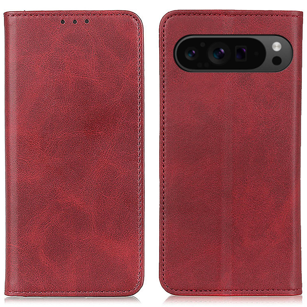 For Google Pixel 9 Case Split Leather Magnetic Adsorption Shockproof Flip Phone Cover