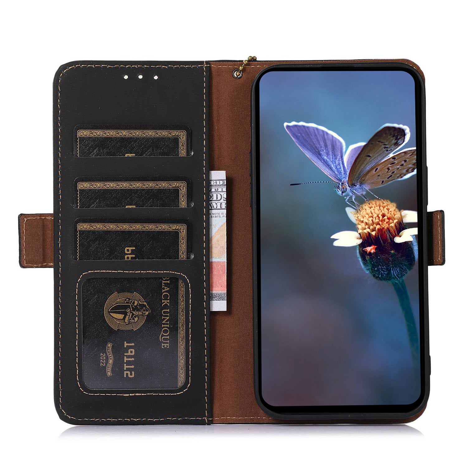 For Google Pixel 9 Case Genuine Cow Leather Phone Cover with RFID Blocking Wallet