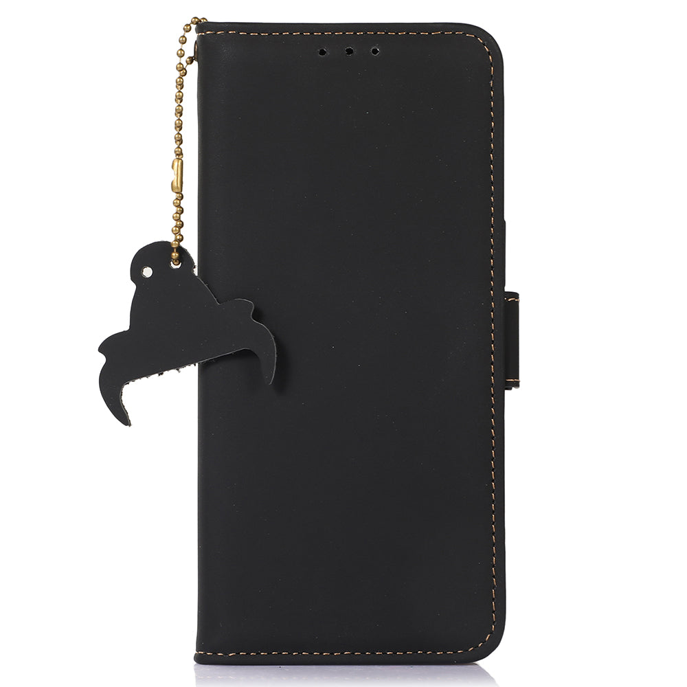 For Google Pixel 9 Case Genuine Cow Leather Phone Cover with RFID Blocking Wallet